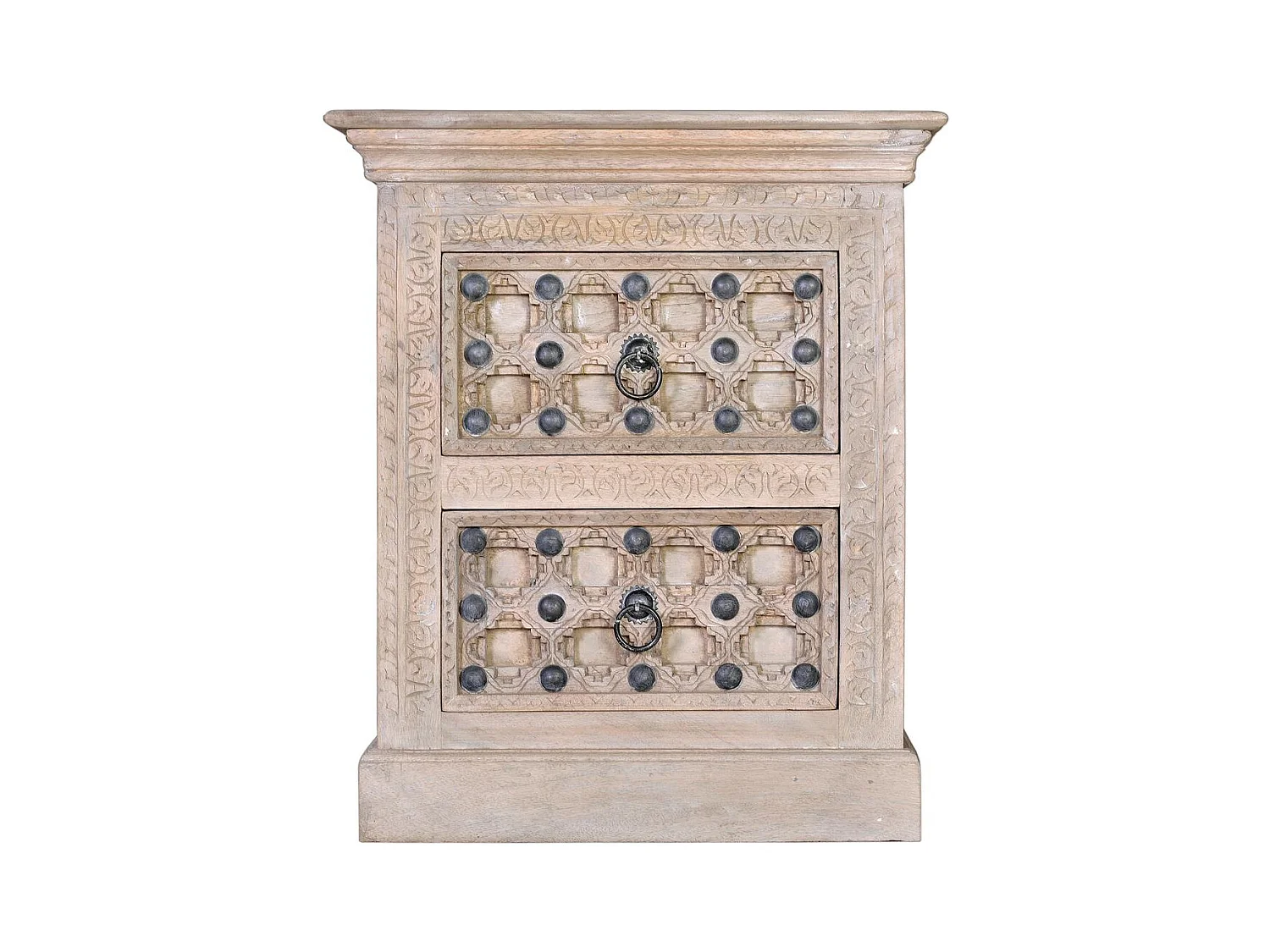 Table en bois de manguier naturel avec détails en bronze