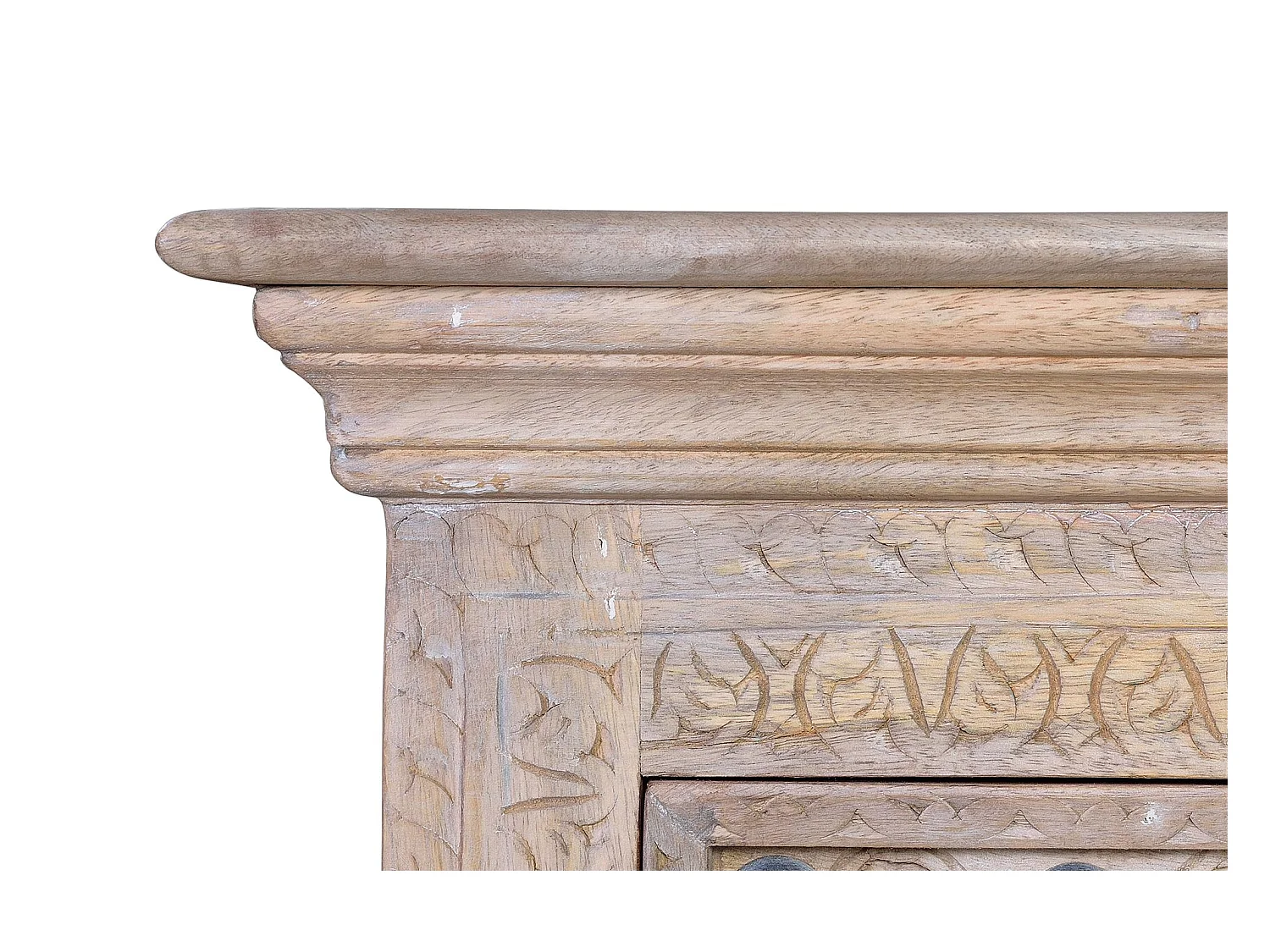 Table en bois de manguier naturel avec détails en bronze