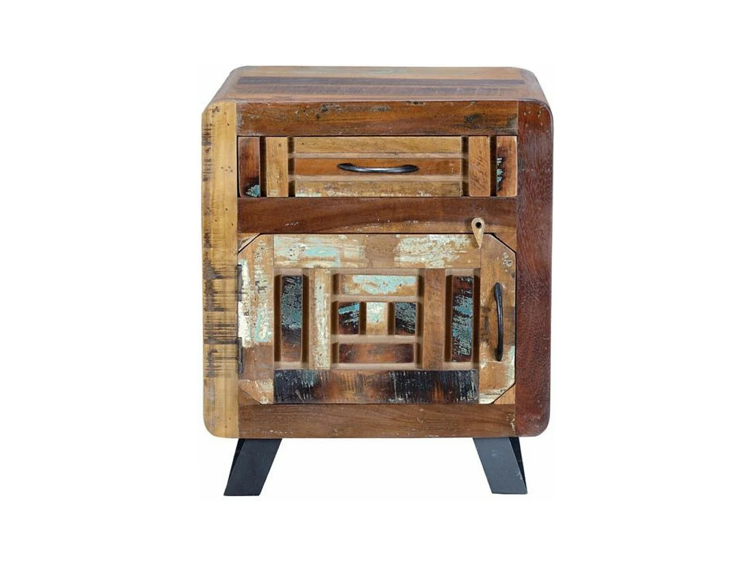 Table de chevet 1 tiroir Bois-Fer Marron - Calypso Décoration d'Autrefois