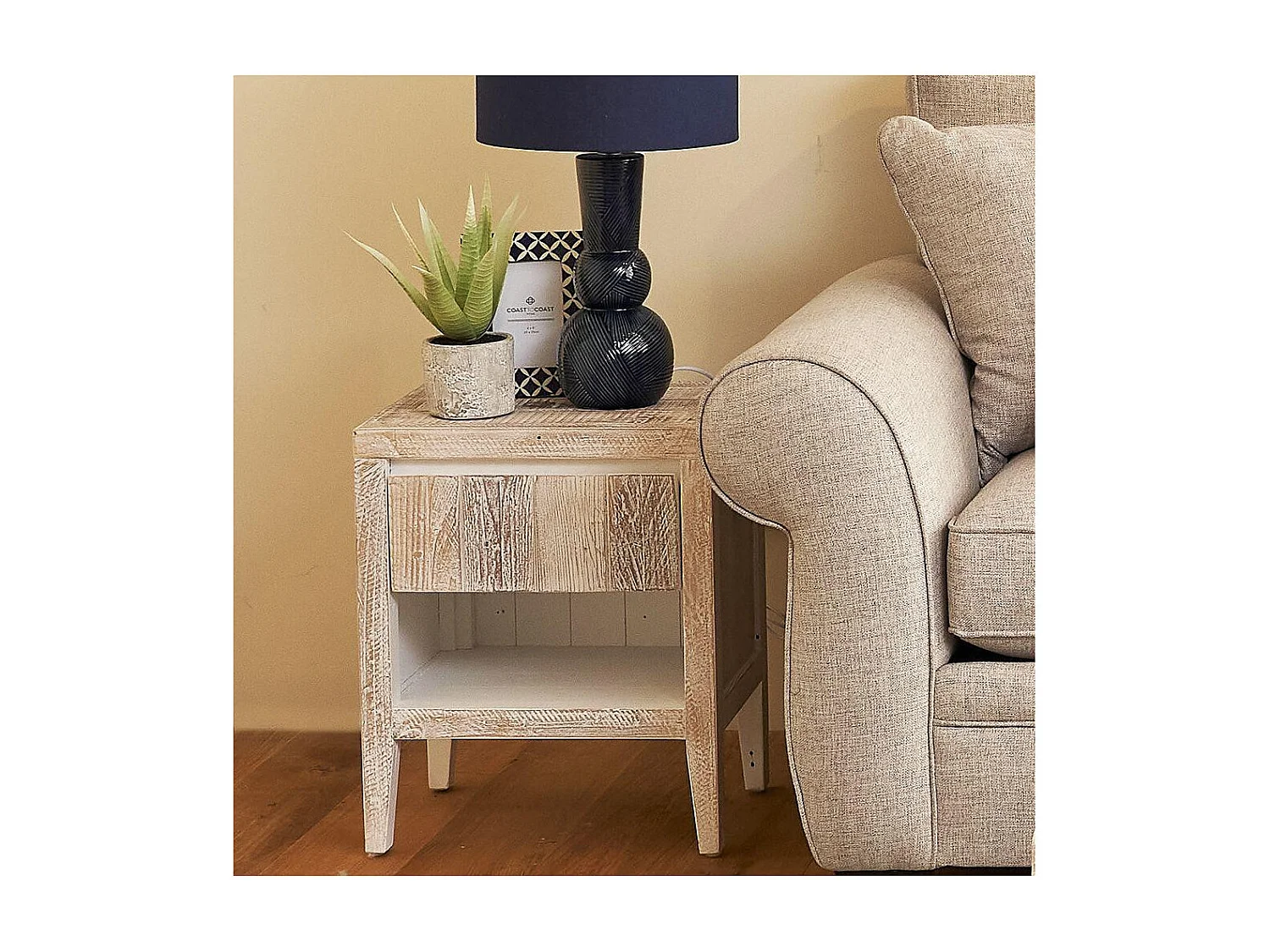 Table de chevet Bois Gris - Cadélia Décoration d'Autrefois