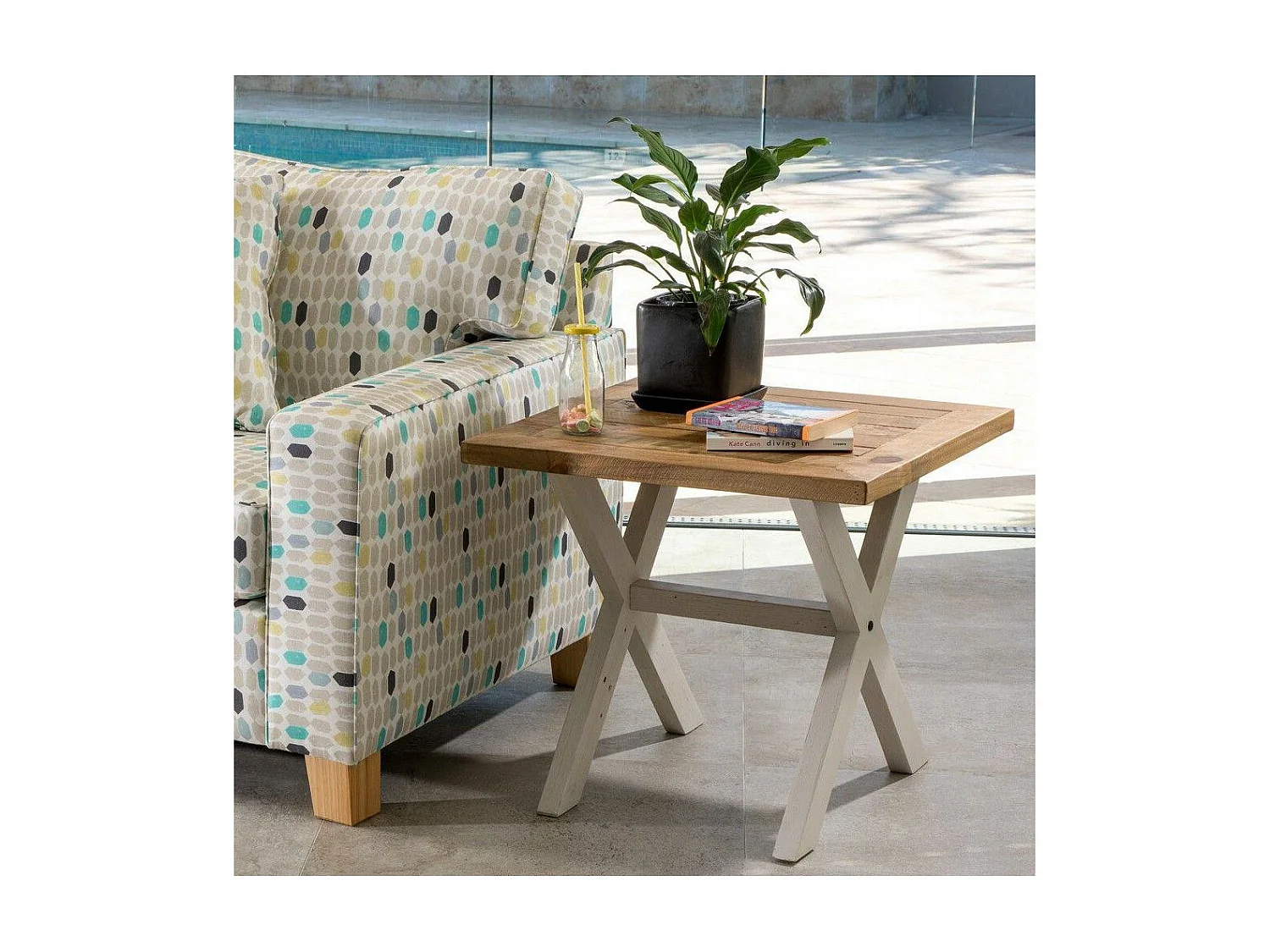 Table de chevet Bois Blanc - Bréanna Décoration d'Autrefois