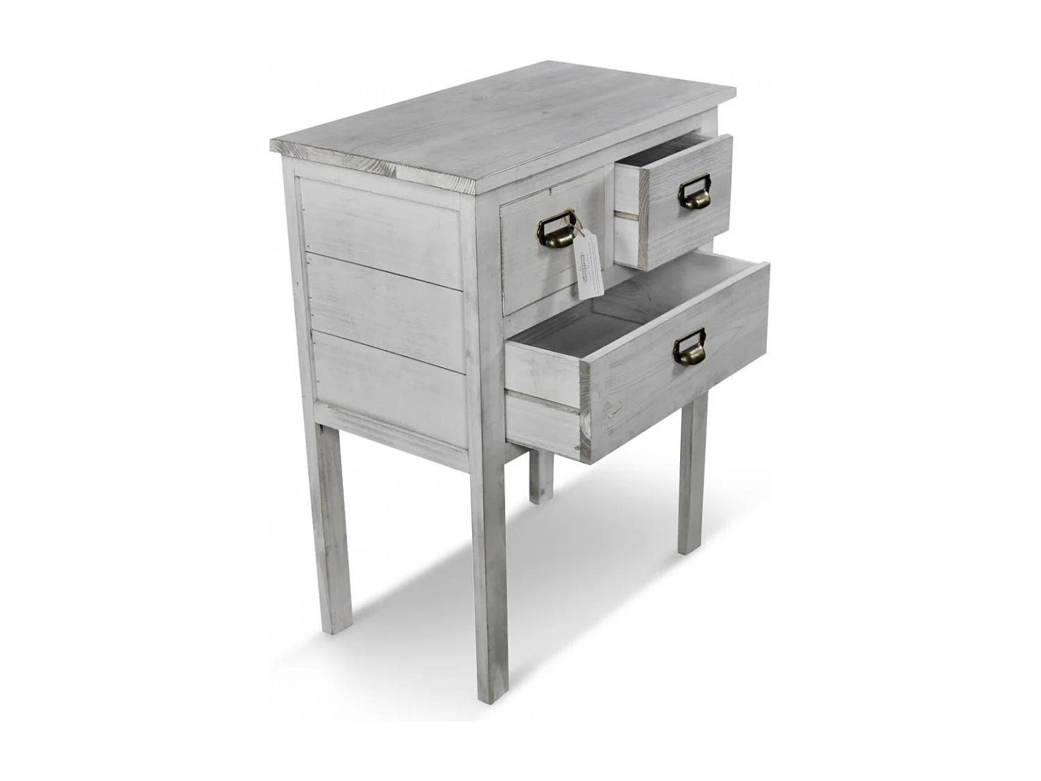 Table de chevet 3 tiroirs Bois Blanc - Décoration d'Autrefois
