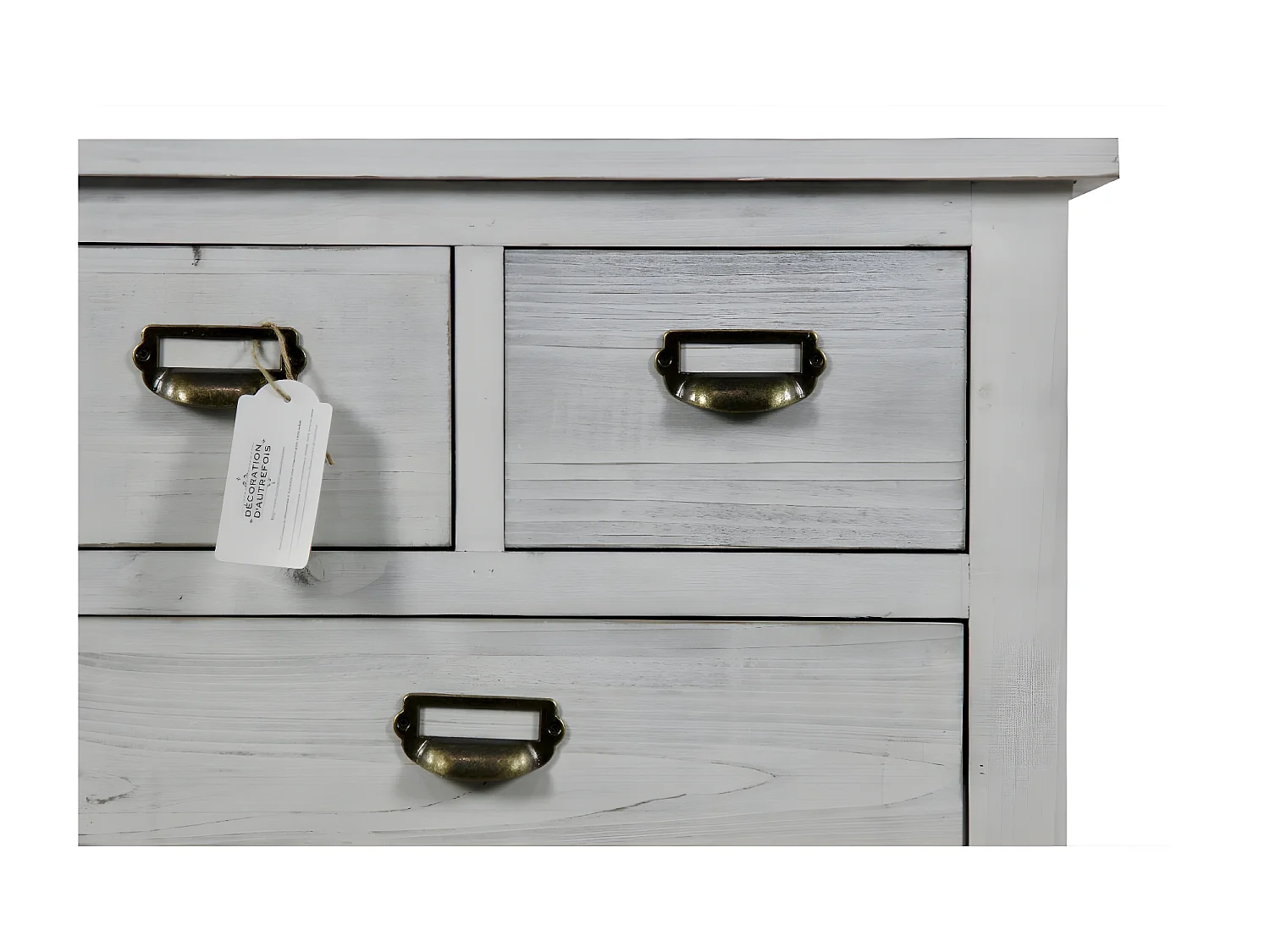 Table de chevet 3 tiroirs Bois Blanc - Décoration d'Autrefois