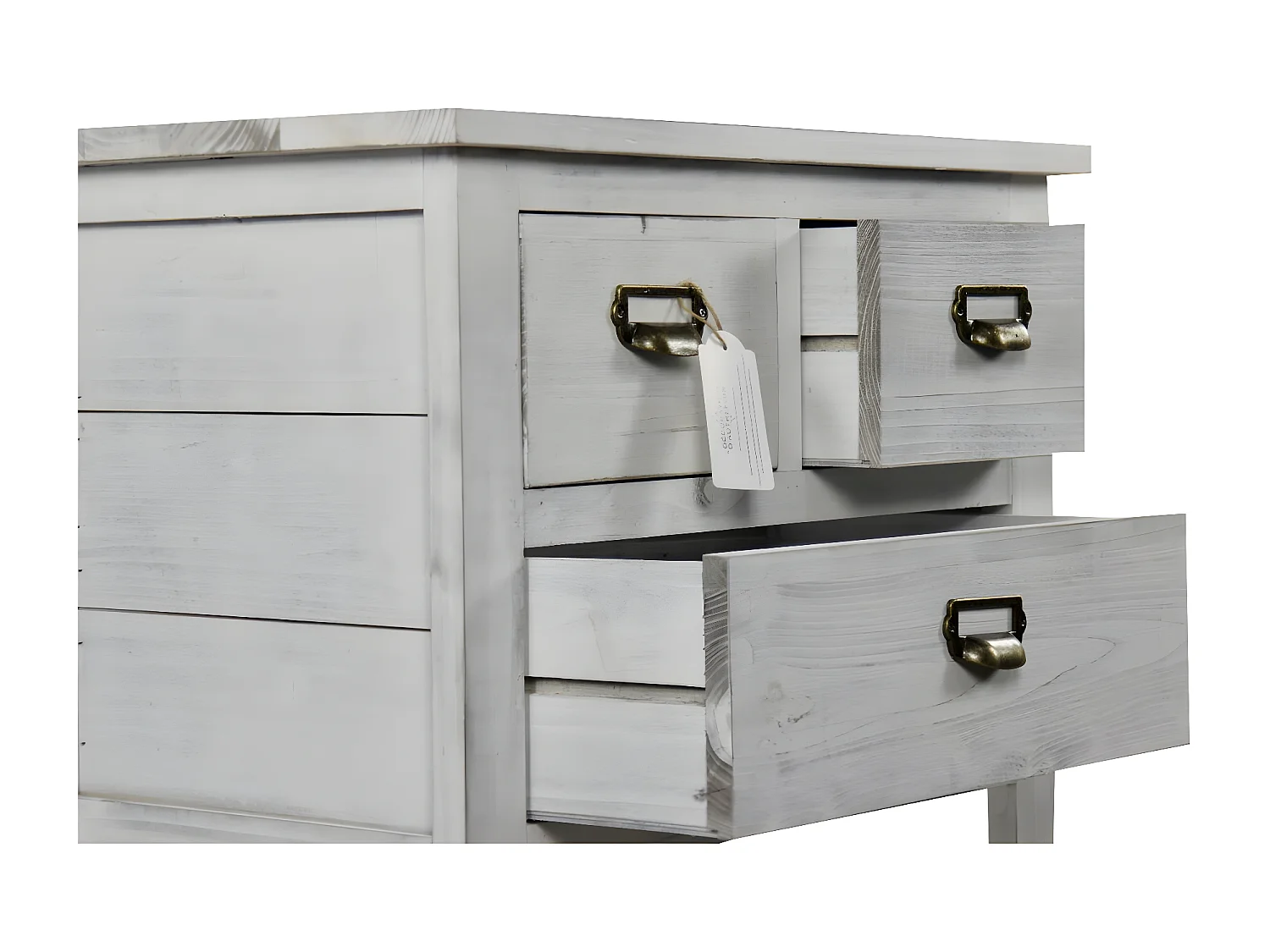 Table de chevet 3 tiroirs Bois Blanc - Décoration d'Autrefois