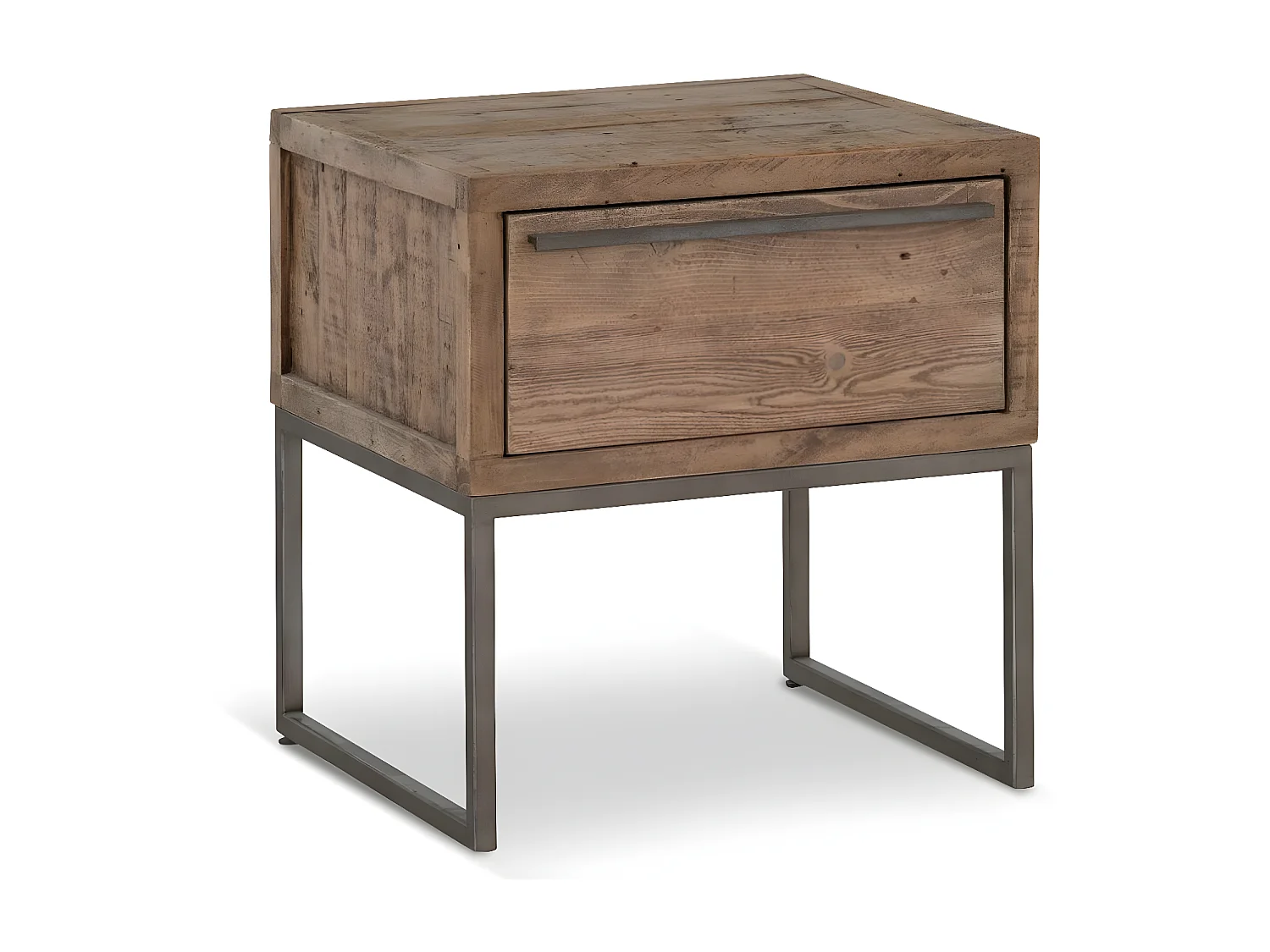 Table de chevet 1 tiroir Bois-Métal Marron - Maglorine Décoration d'Autrefois