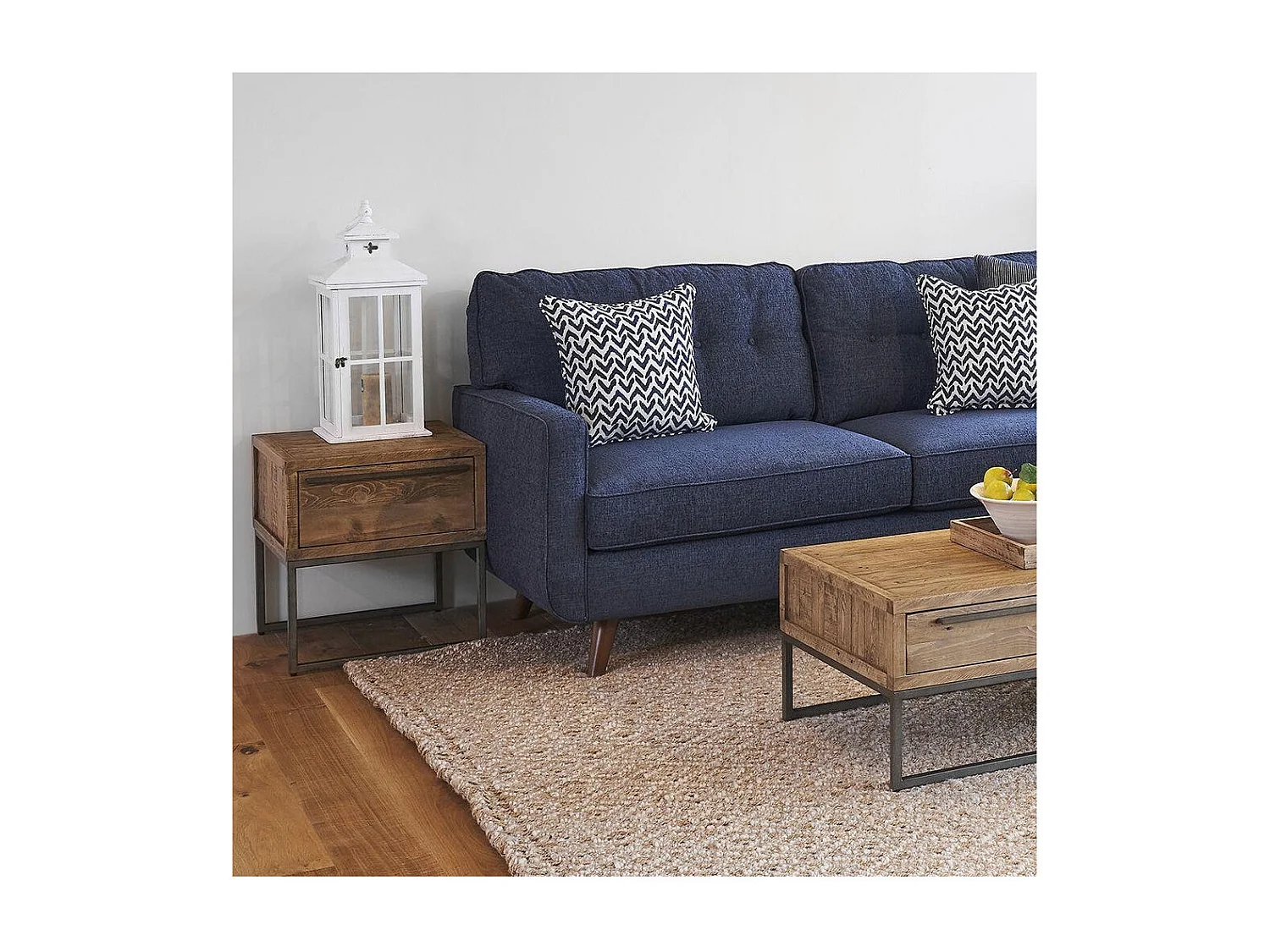 Table de chevet 1 tiroir Bois-Métal Marron - Maglorine Décoration d'Autrefois