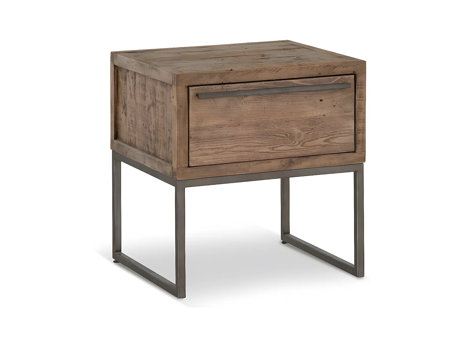 Table de chevet 1 tiroir Bois-Métal Marron - Maglorine Décoration d'Autrefois