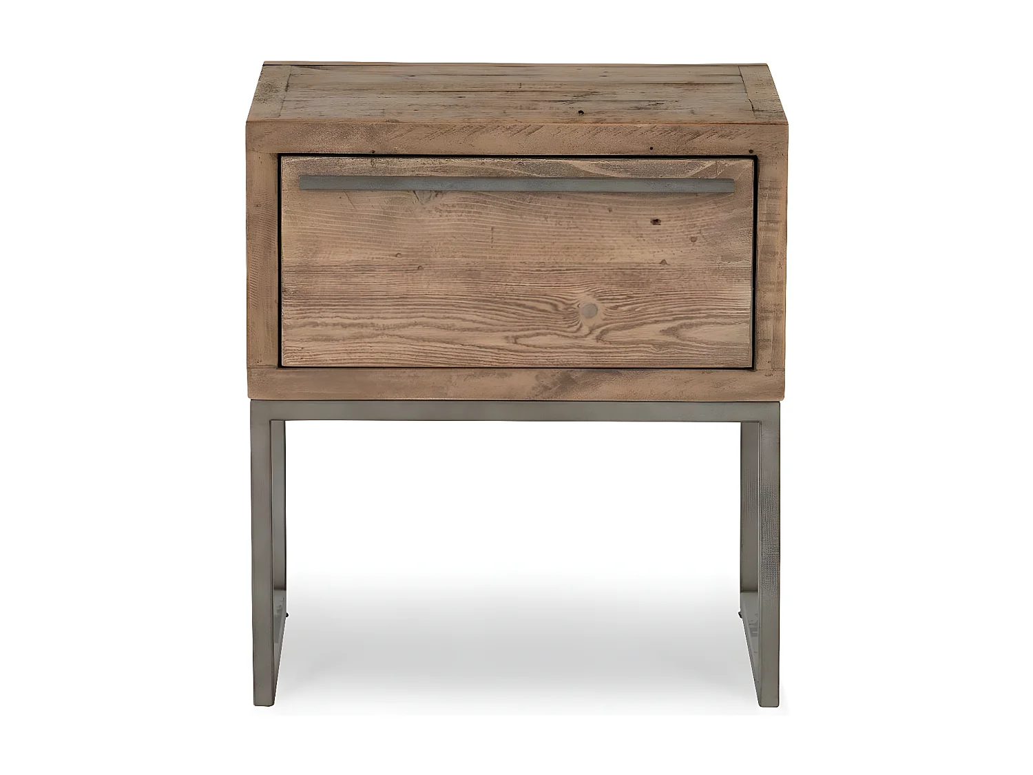 Table de chevet 1 tiroir Bois-Métal Marron - Maglorine Décoration d'Autrefois