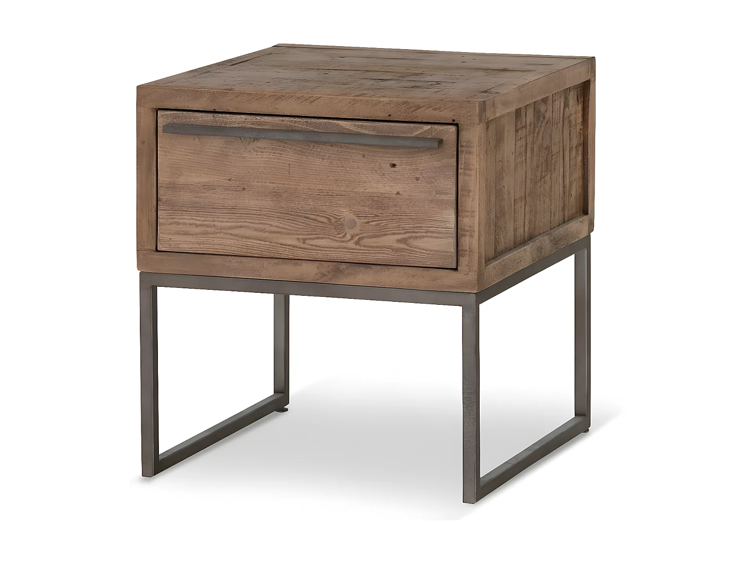 Table de chevet 1 tiroir Bois-Métal Marron - Maglorine Décoration d'Autrefois