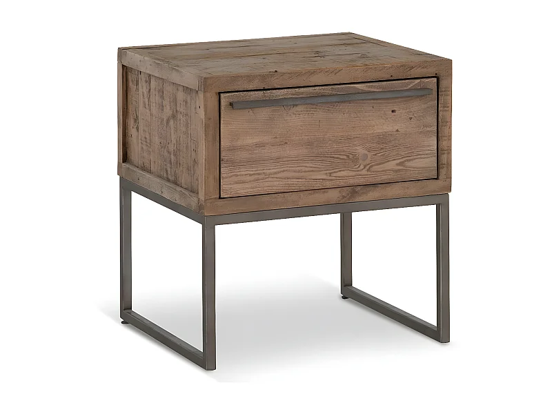 Table de chevet 1 tiroir Bois-Métal Marron - Maglorine Décoration d'Autrefois