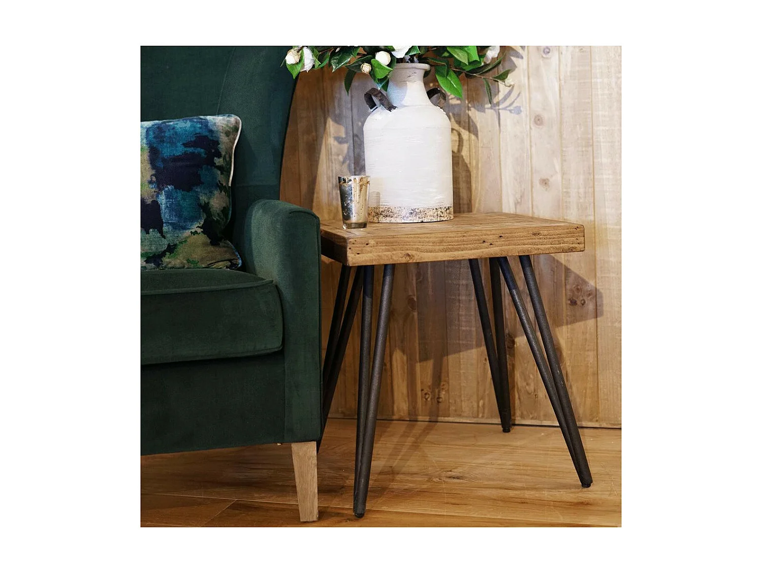 Table de chevet Bois-Métal Marron - Dalamée Décoration d'Autrefois