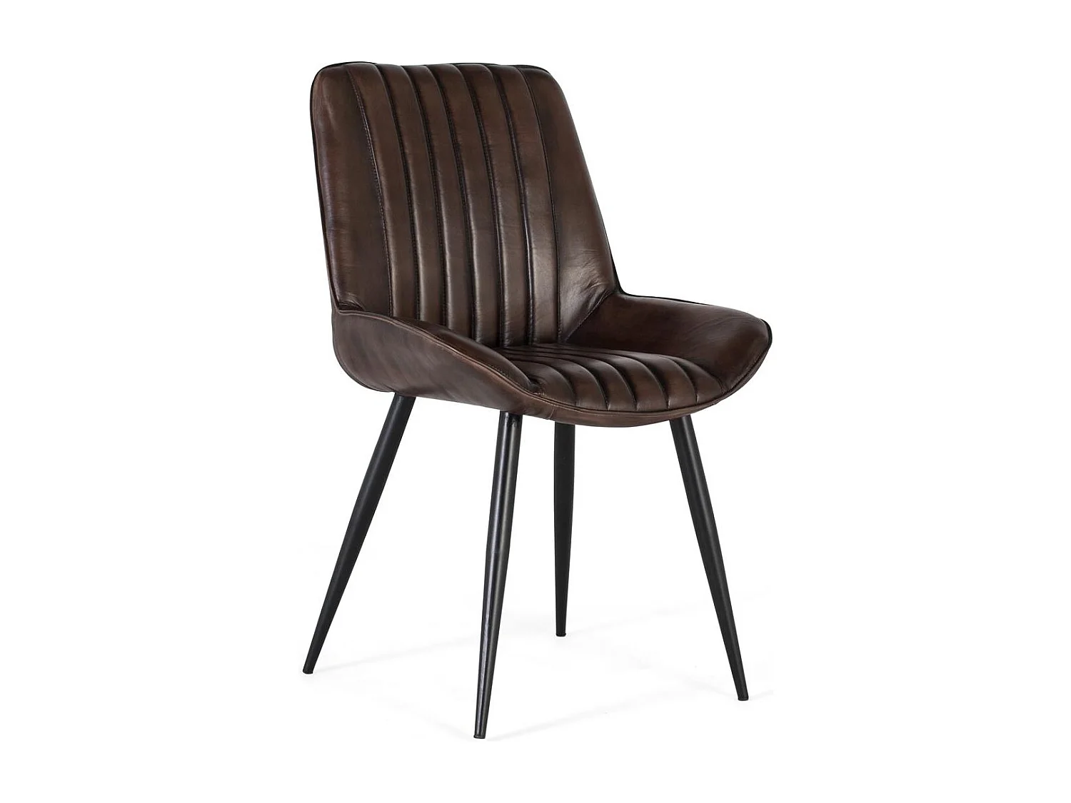 Chaise en cuir naturel marron foncé naturel