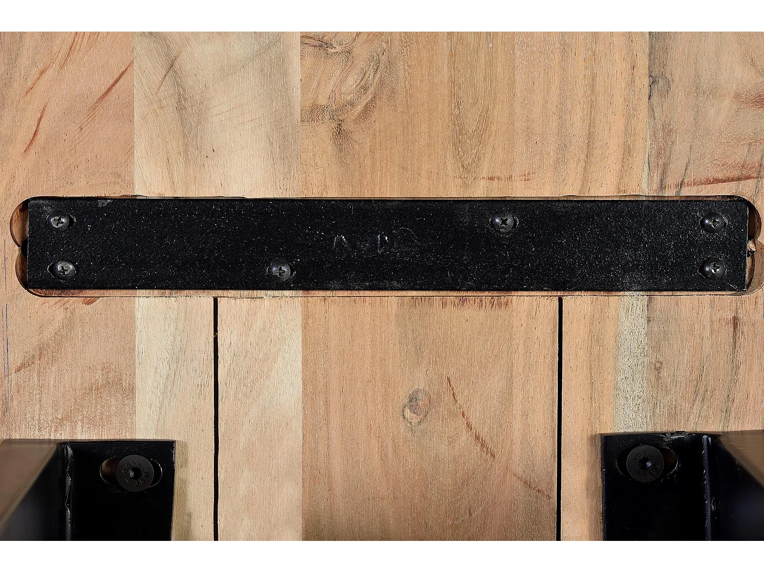 Banc en bois d'acacia et métal coloris naturel et noir