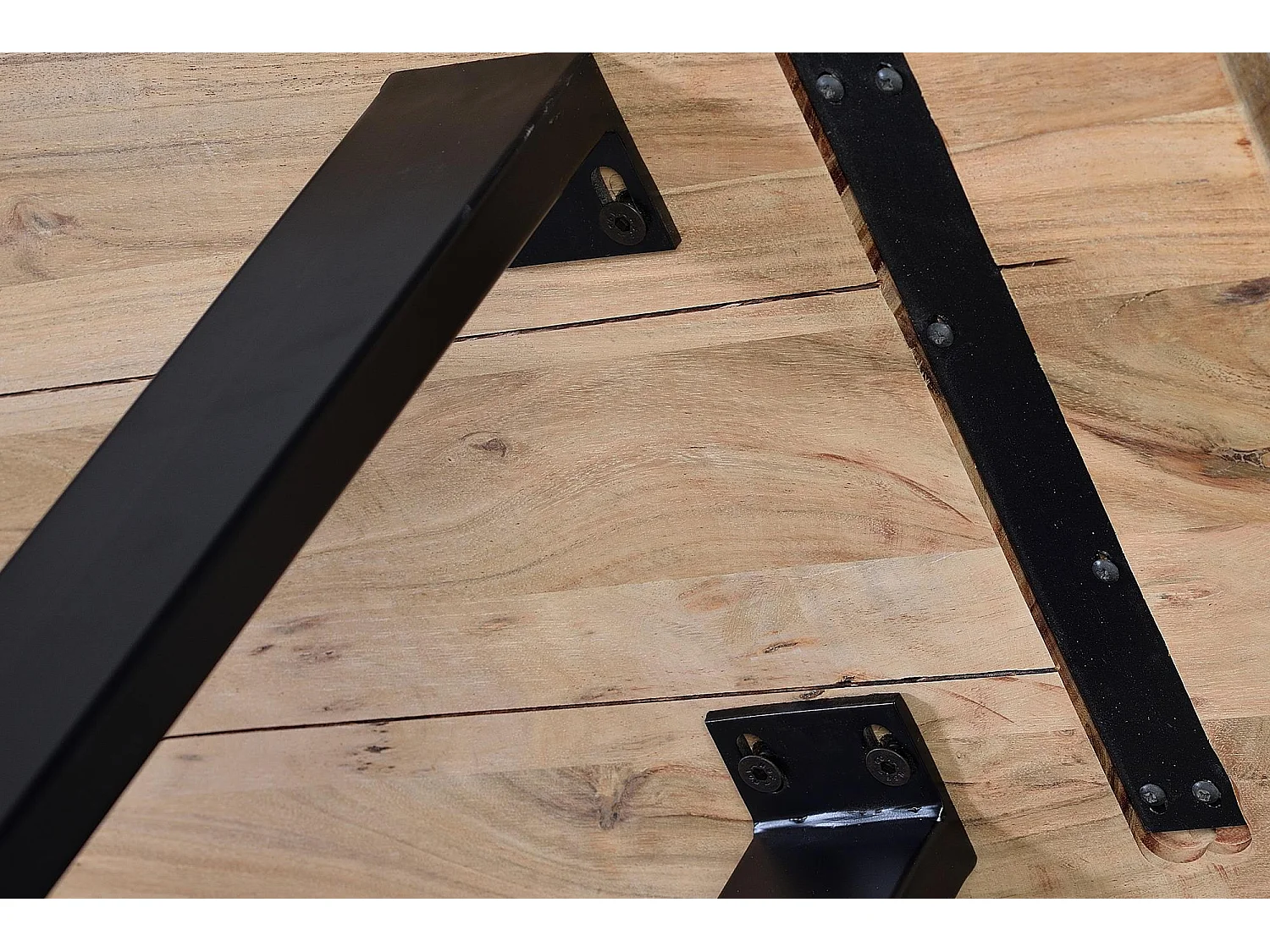 Banc en bois d'acacia et métal coloris naturel et noir