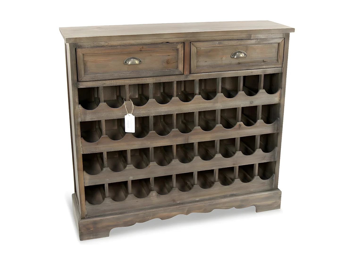 Meuble rangement bouteilles 2 tiroirs Bois Marron - Décoration d'Autrefois