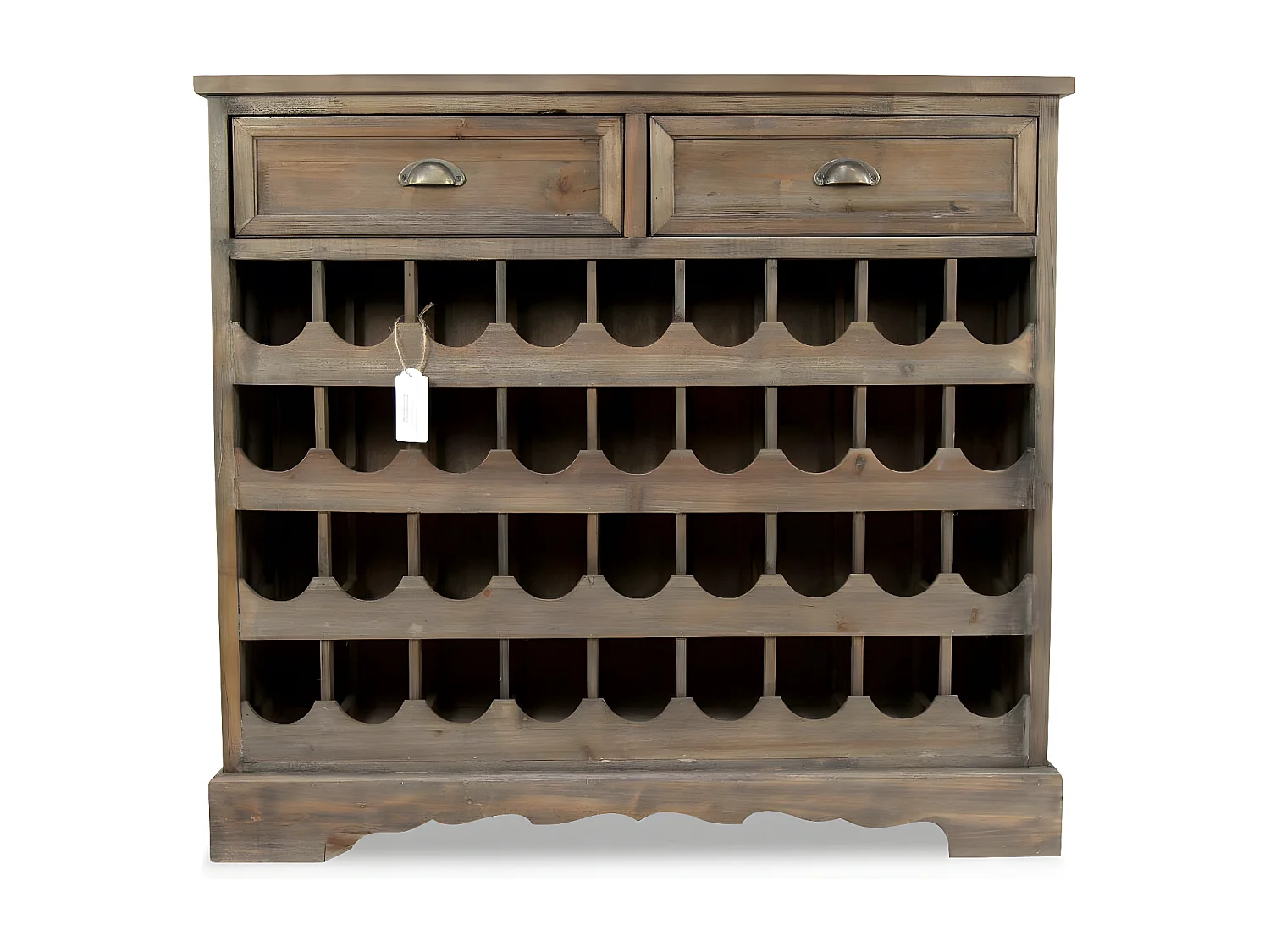 Meuble rangement bouteilles 2 tiroirs Bois Marron - Décoration d'Autrefois