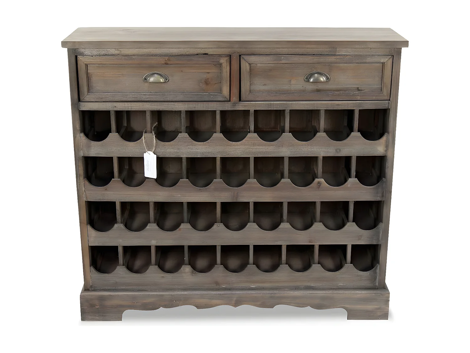 Meuble rangement bouteilles 2 tiroirs Bois Marron - Décoration d'Autrefois