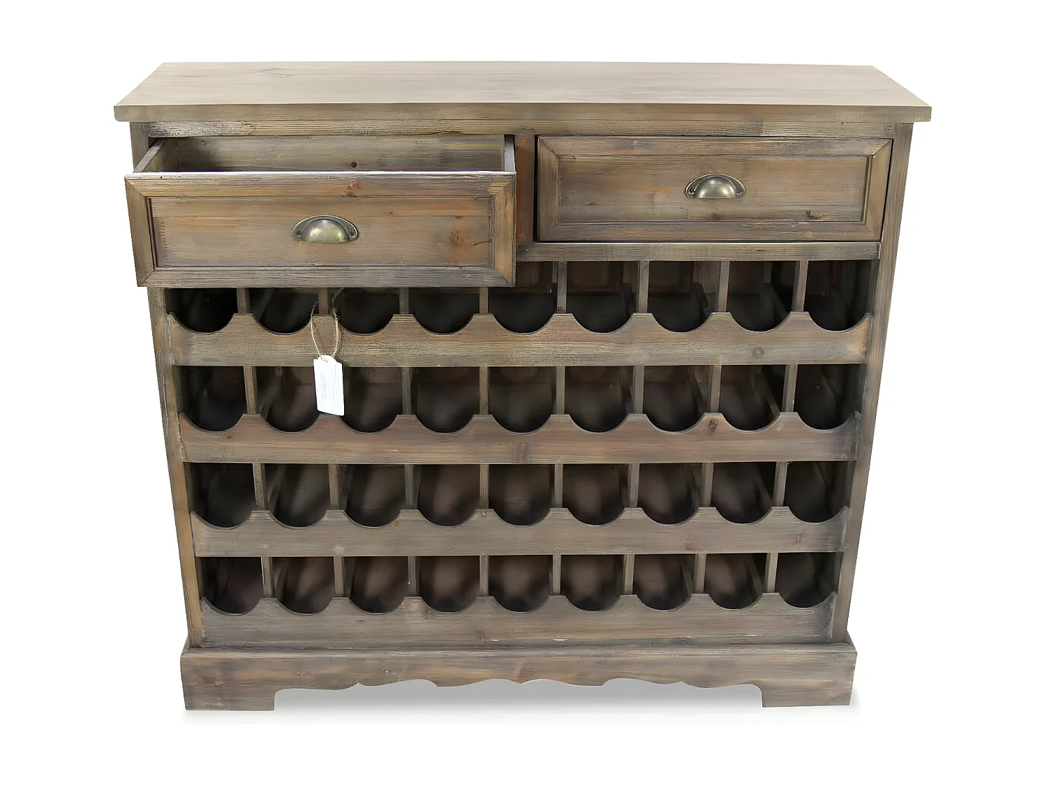 Meuble rangement bouteilles 2 tiroirs Bois Marron - Décoration d'Autrefois