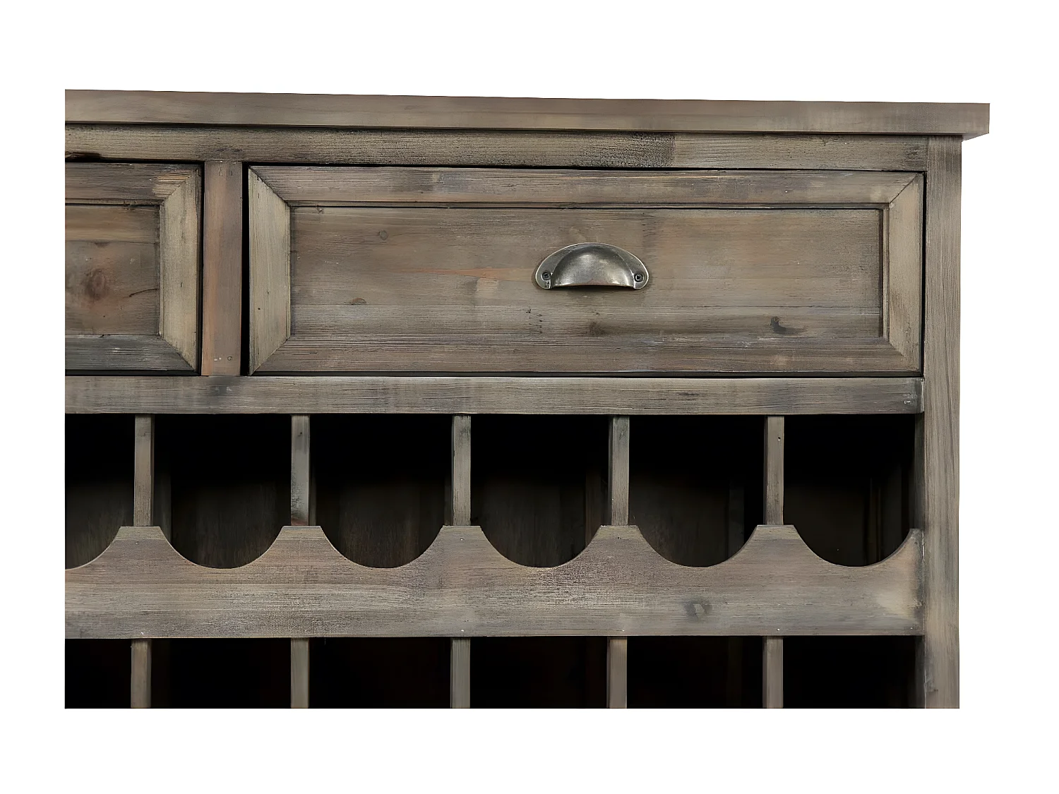 Meuble rangement bouteilles 2 tiroirs Bois Marron - Décoration d'Autrefois