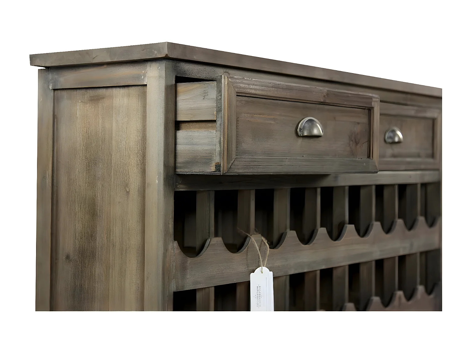 Meuble rangement bouteilles 2 tiroirs Bois Marron - Décoration d'Autrefois