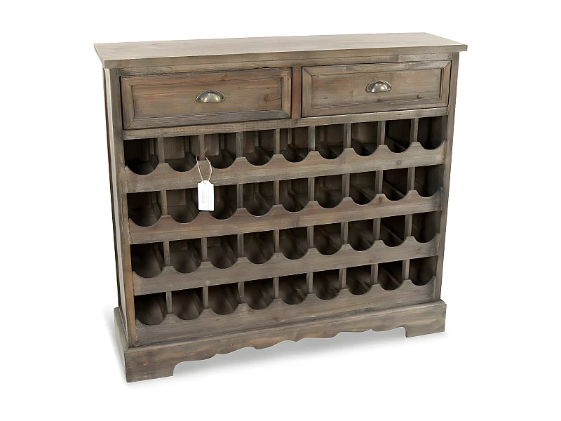 Meuble rangement bouteilles 2 tiroirs Bois Marron - Décoration d'Autrefois