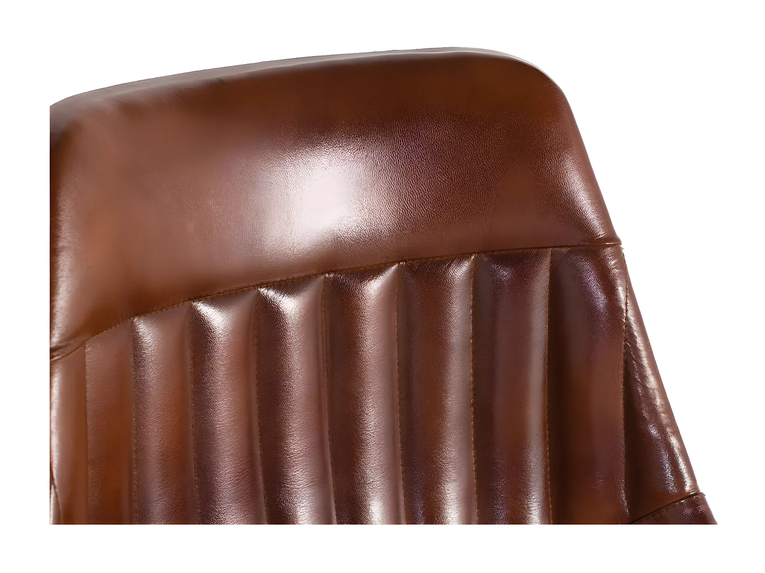 Chaise Haute Fer, Cuir Marron 48x48x100cm Fer-Cuir de Vache - Décoration d'Autrefois