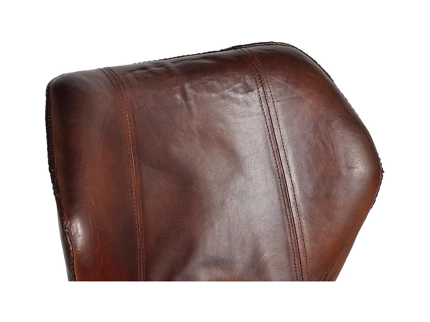 Set di 2 sgabelli in pelle naturale con gambe in metallo