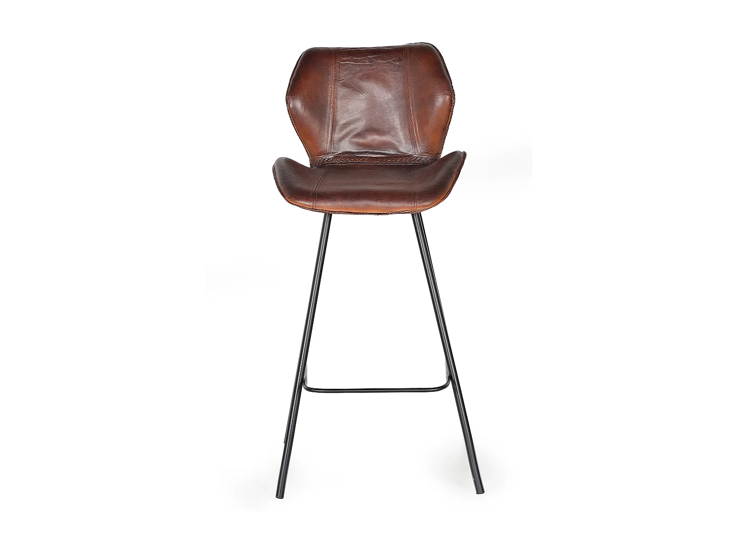 Tabouret en cuir naturel avec pieds en métal