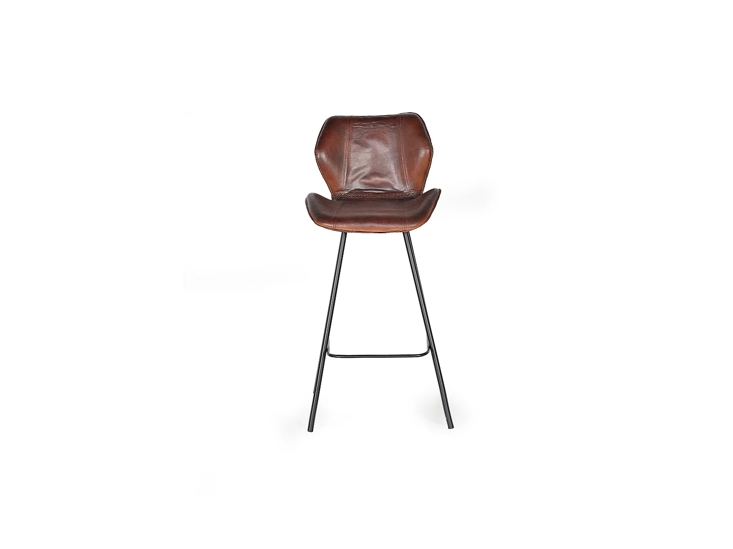 Tabouret en cuir naturel avec pieds en métal