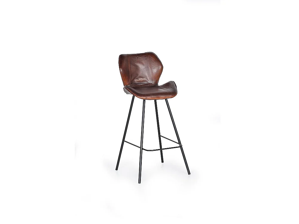 Tabouret en cuir naturel avec pieds en métal