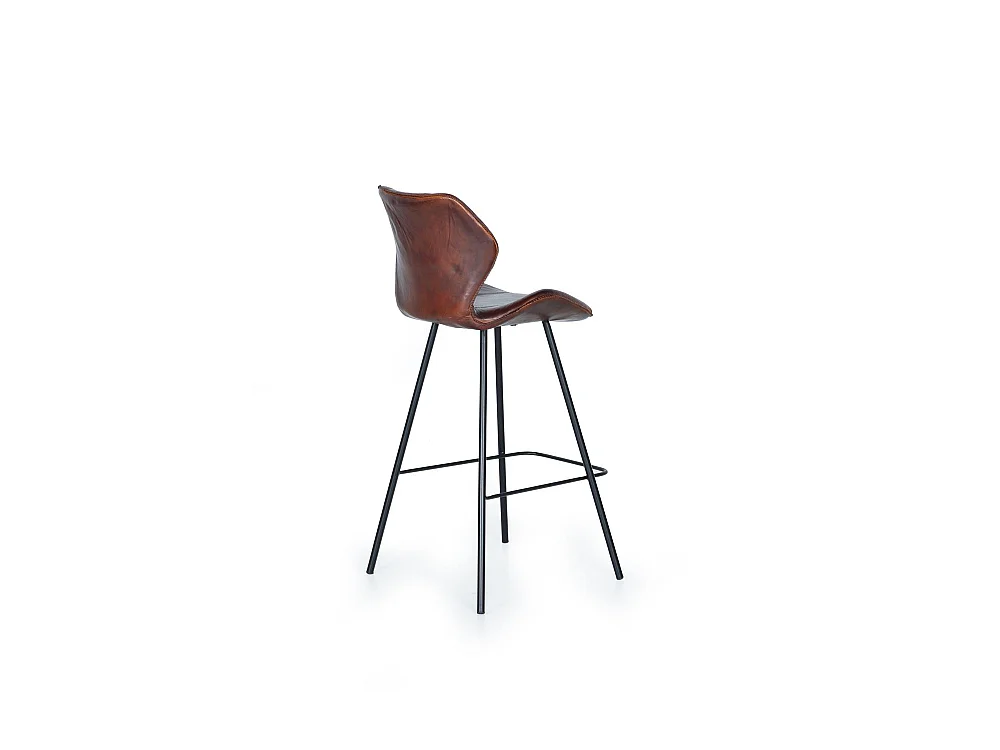 Tabouret en cuir naturel avec pieds en métal