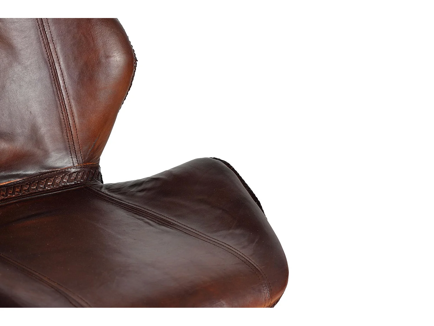 Tabouret en cuir naturel avec pieds en métal