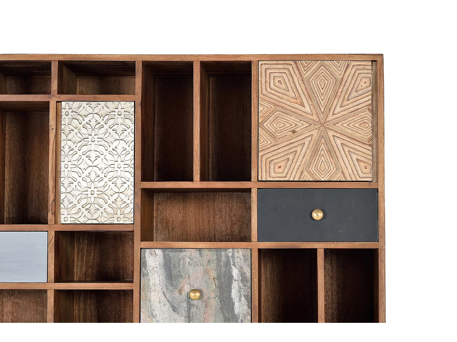 Bücherregal aus Mangoholz, 115 cm, Boho-Retro-Stil - 200 x 115 x 30