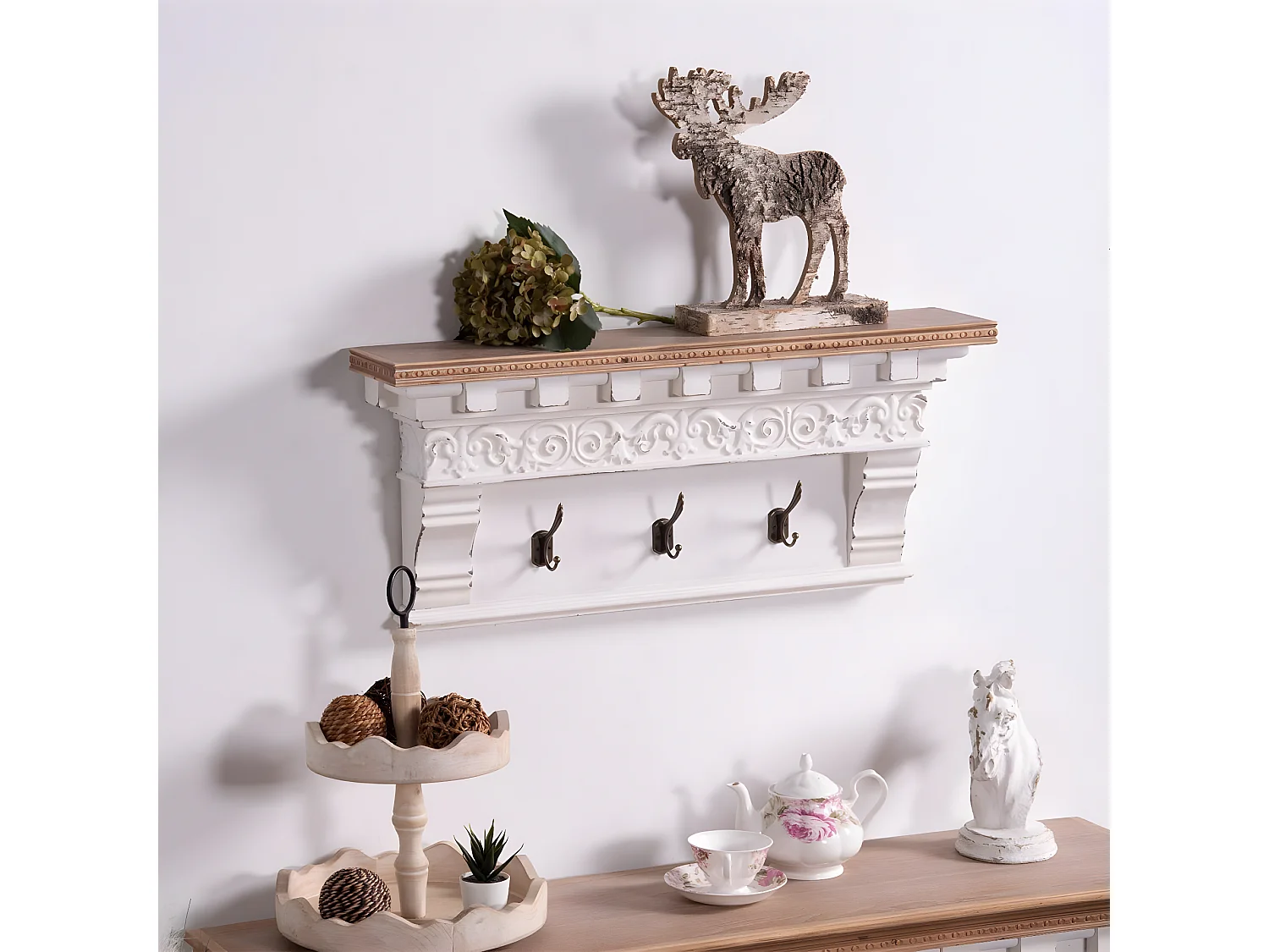 Etagère Bois-MDF Blanc - Décoration d'Autrefois