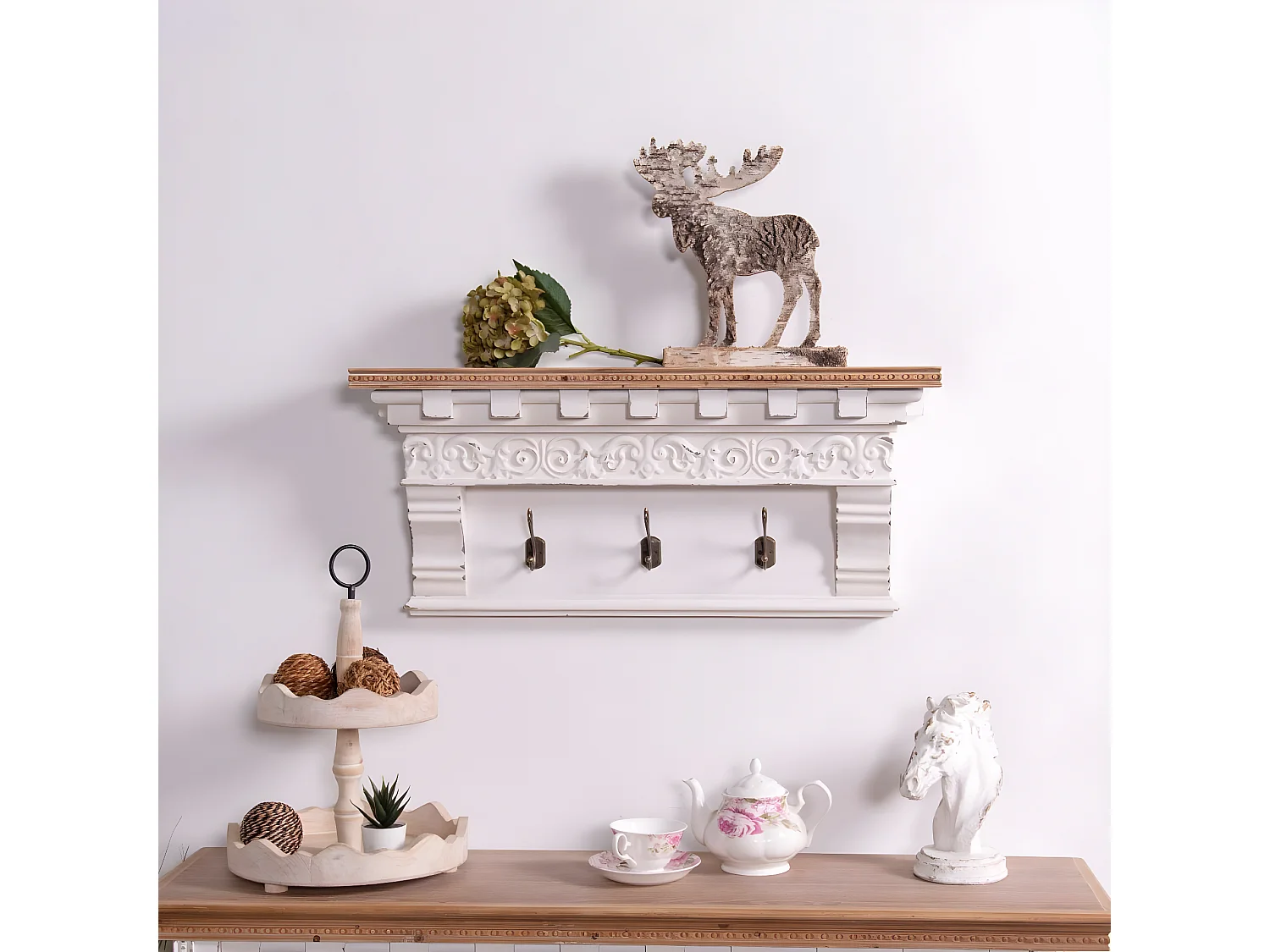 Etagère Bois-MDF Blanc - Décoration d'Autrefois