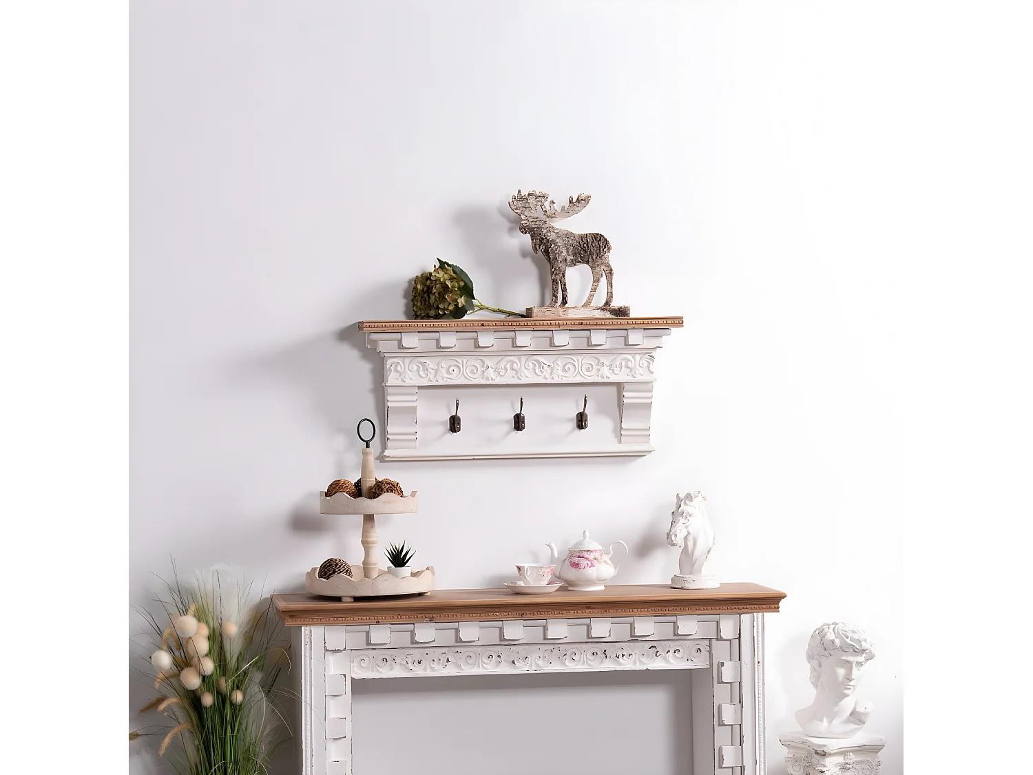 Etagère Bois-MDF Blanc - Décoration d'Autrefois