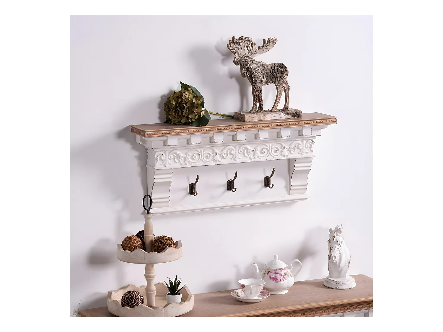 Etagère Bois-MDF Blanc - Décoration d'Autrefois