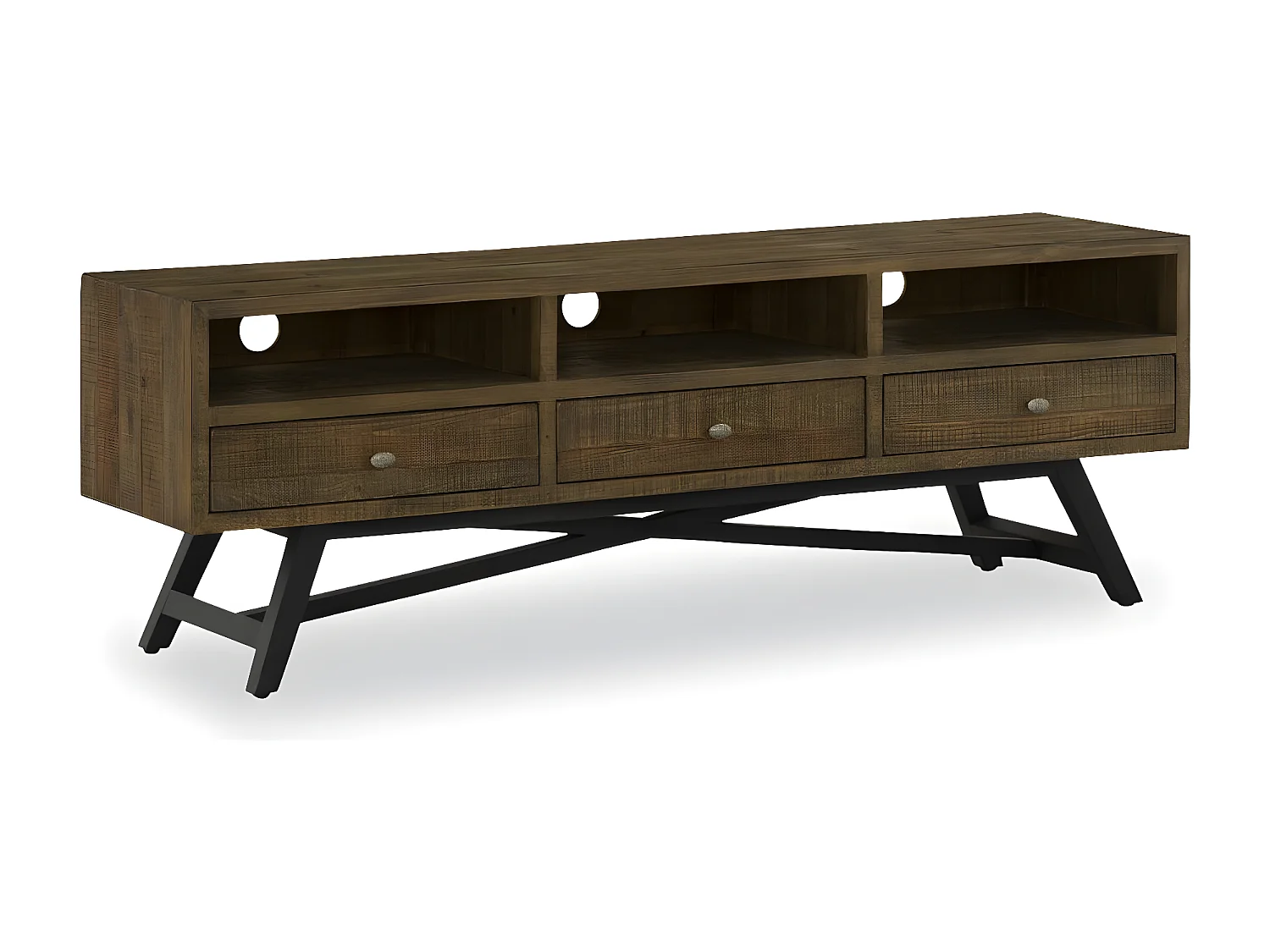 Meuble tv 3 tiroirs Bois Marron - Cidalie Décoration d'Autrefois