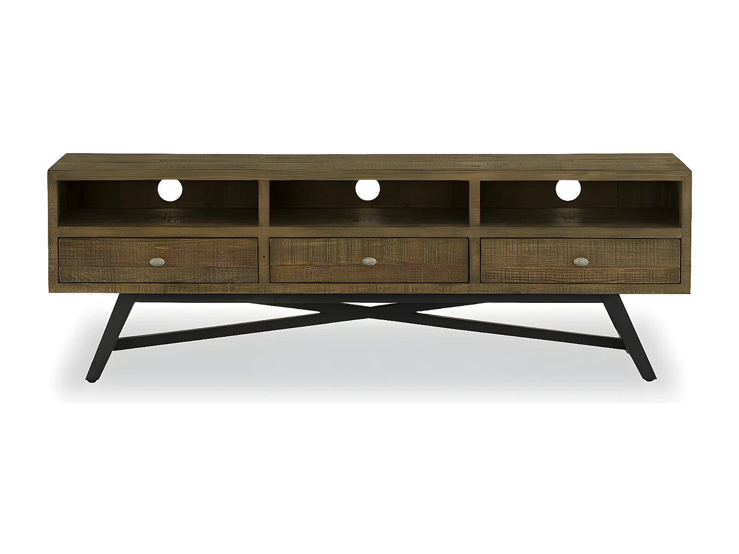 Meuble tv 3 tiroirs Bois Marron - Cidalie Décoration d'Autrefois