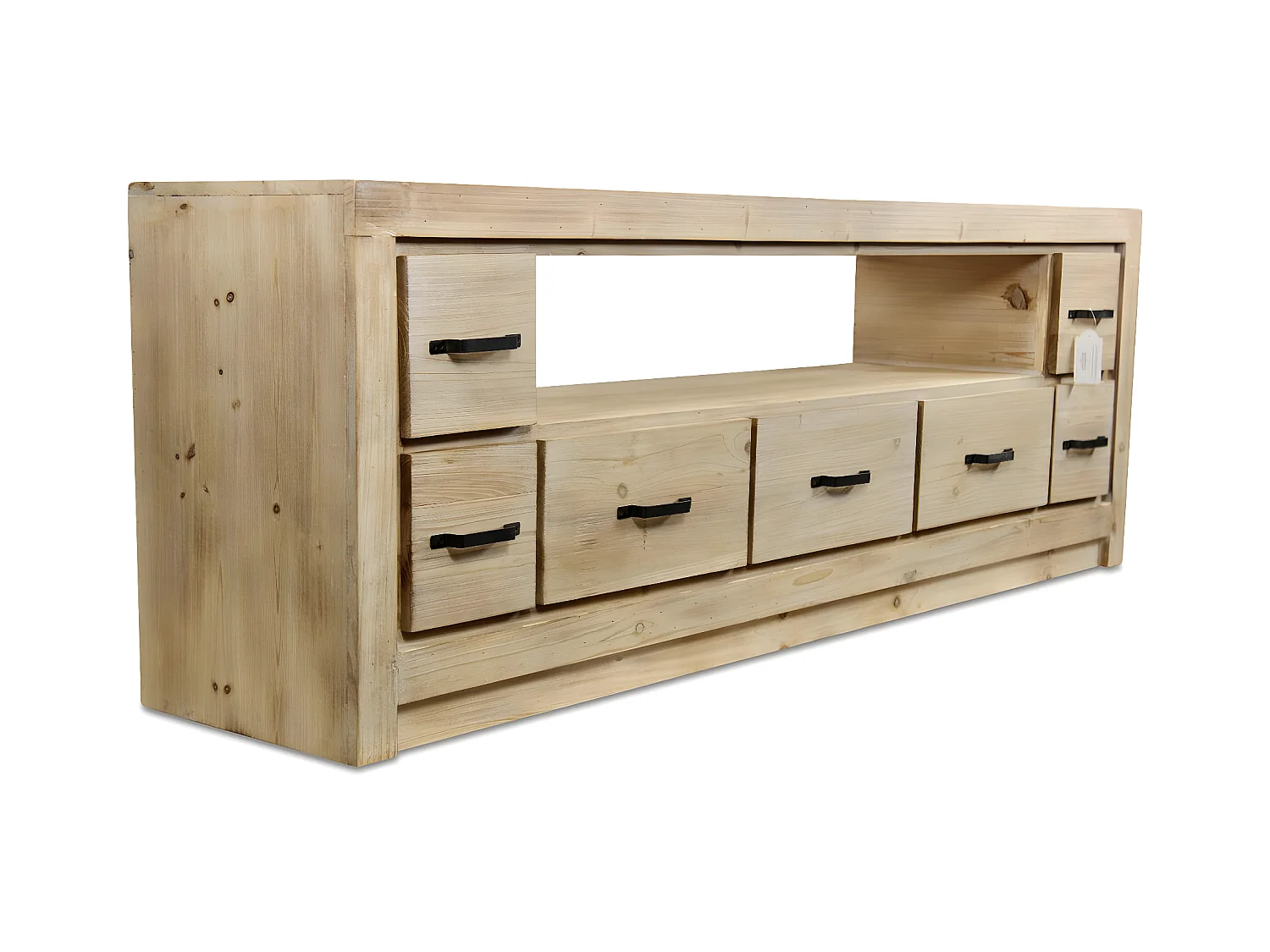 Meuble tv 7 tiroirs naturel Bois Naturel - Esmée Décoration d'Autrefois