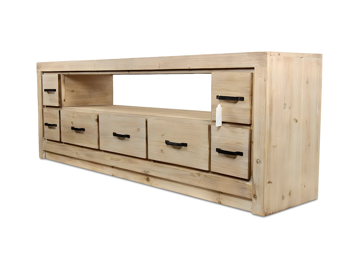Meuble tv 7 tiroirs naturel Bois Naturel - Esmée Décoration d'Autrefois