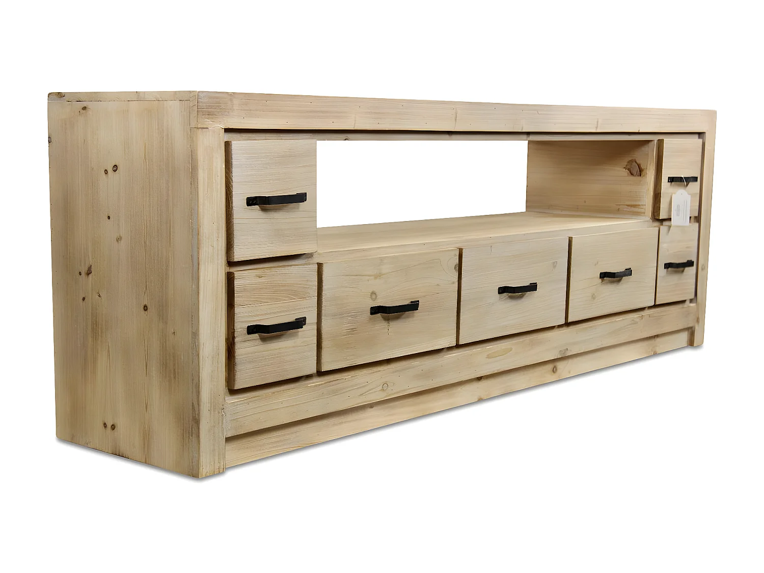 Meuble tv 7 tiroirs naturel Bois Naturel - Esmée Décoration d'Autrefois