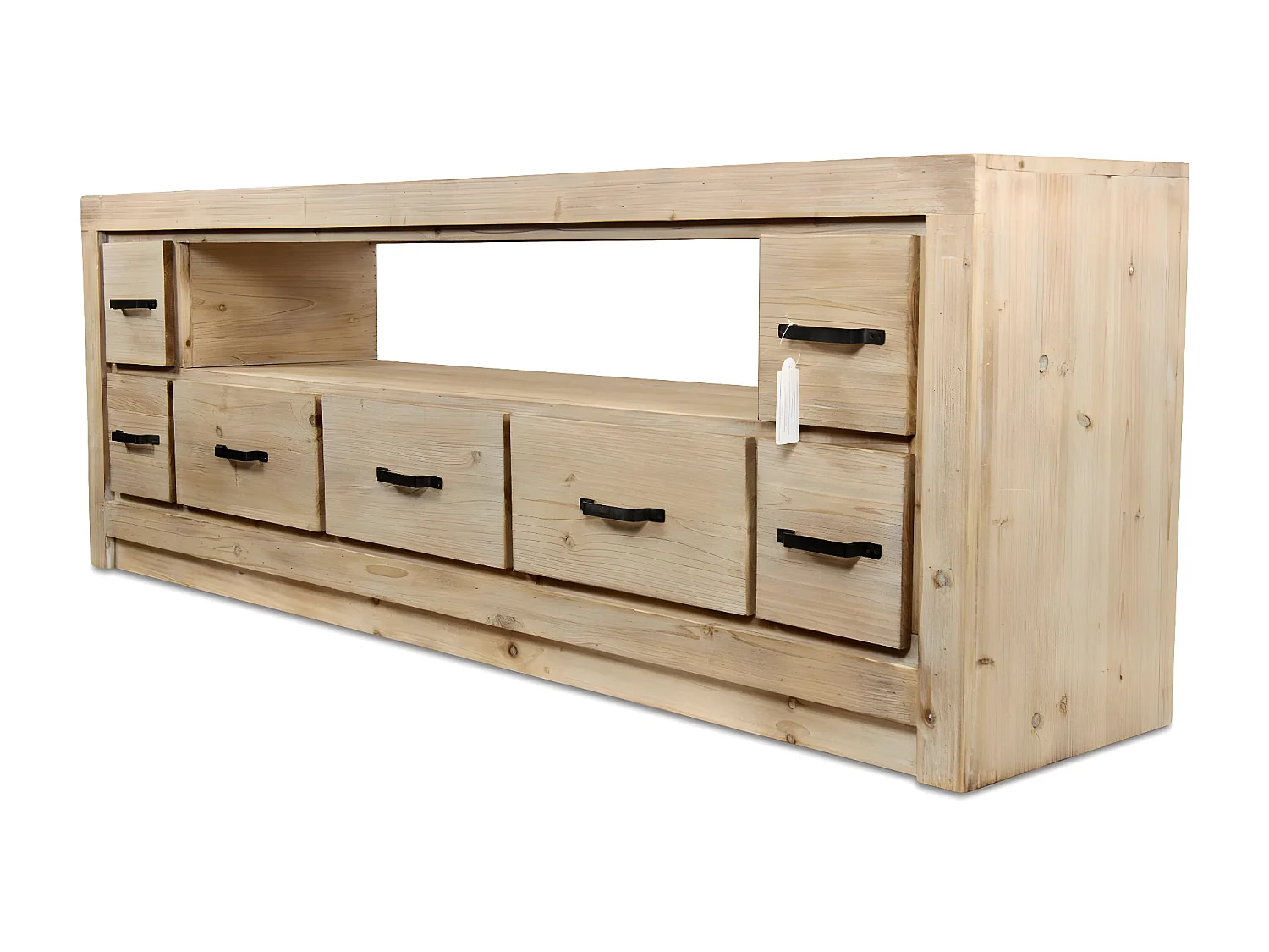 Meuble tv 7 tiroirs naturel Bois Naturel - Esmée Décoration d'Autrefois