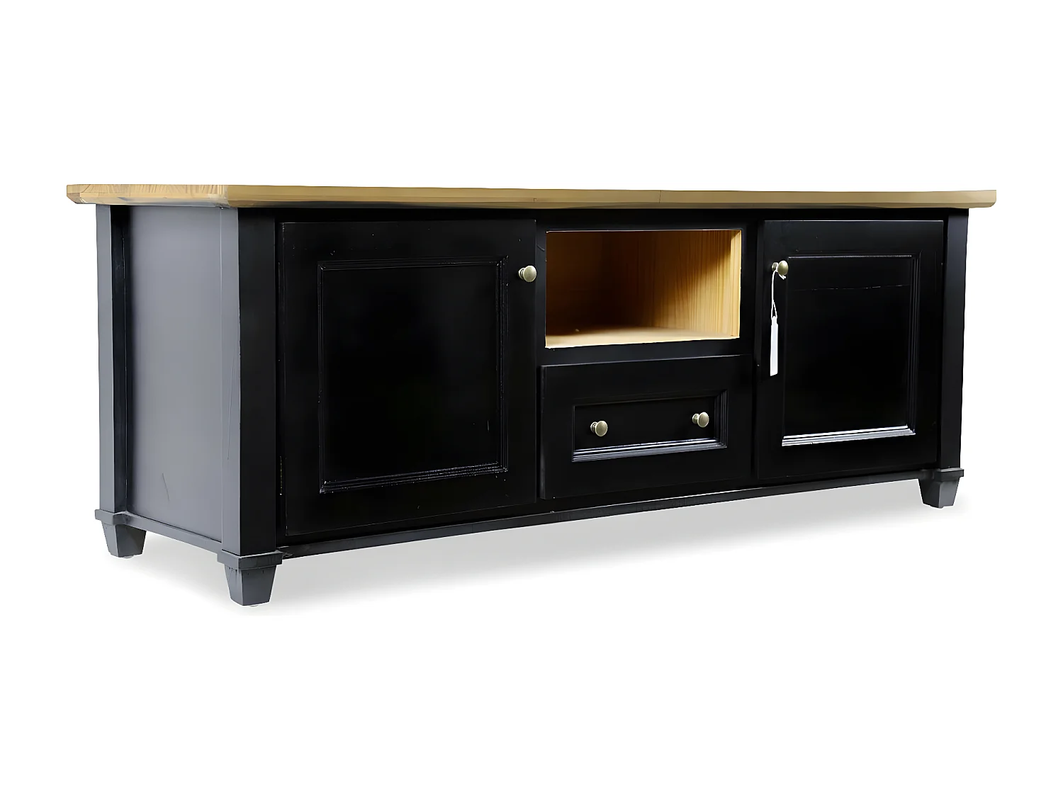 Meuble tv 1 tiroir Bois Noir - Idéline Décoration d'Autrefois