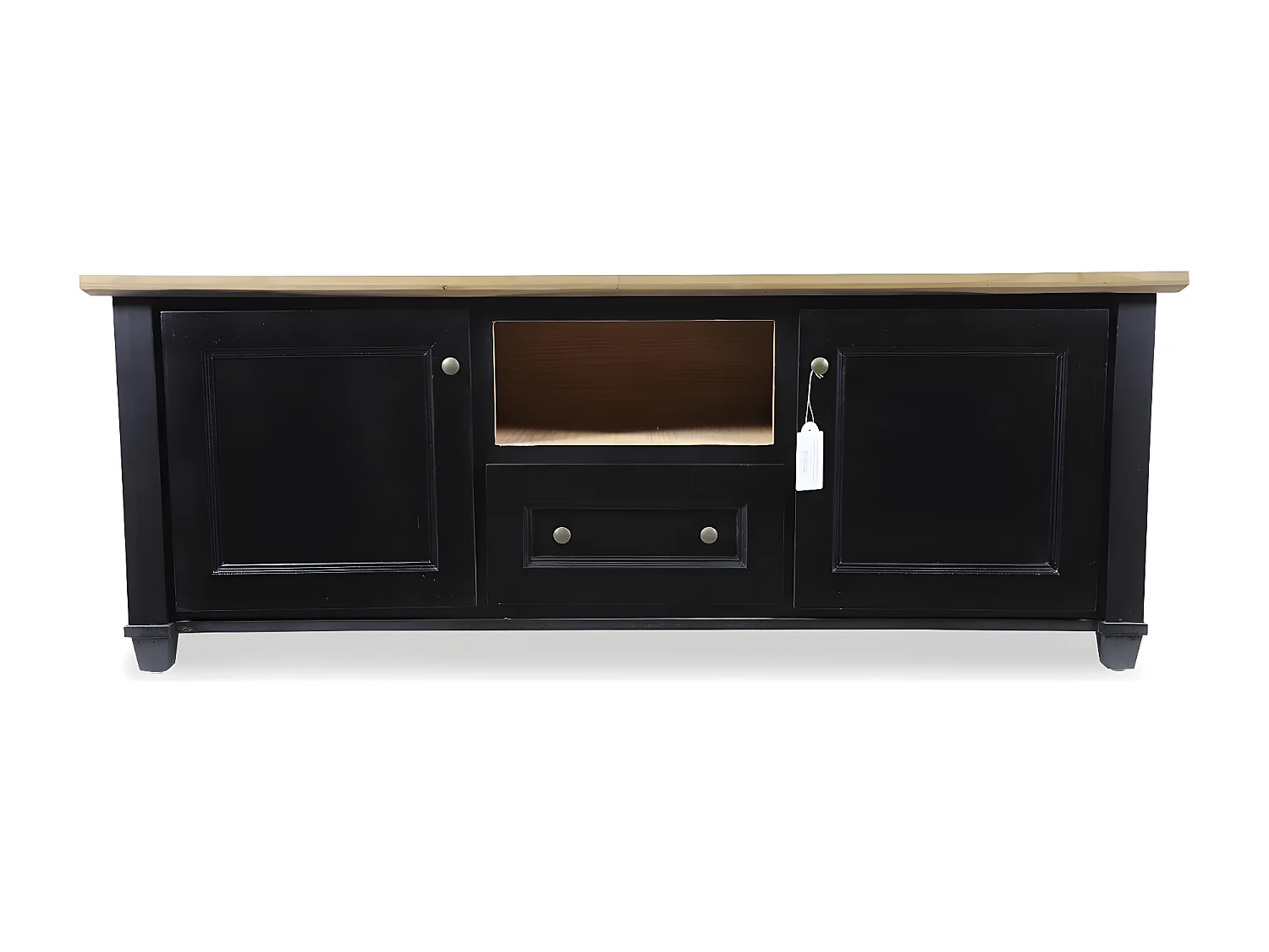 Meuble tv 1 tiroir Bois Noir - Idéline Décoration d'Autrefois