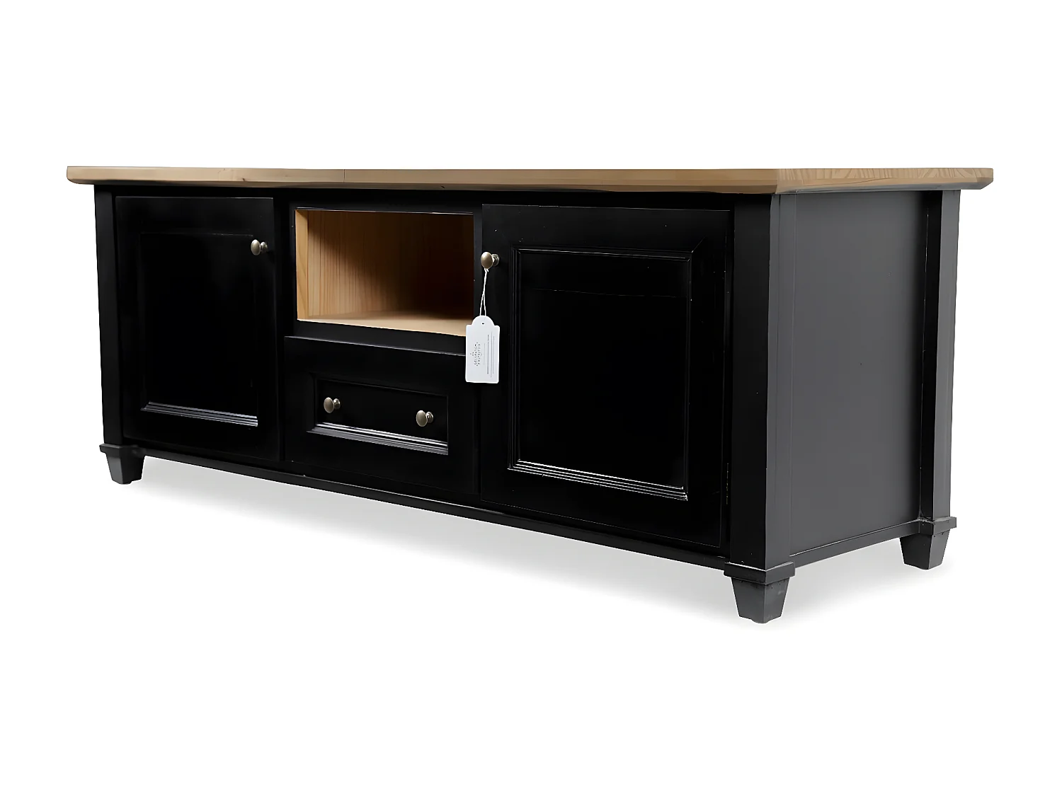 Meuble tv 1 tiroir Bois Noir - Idéline Décoration d'Autrefois