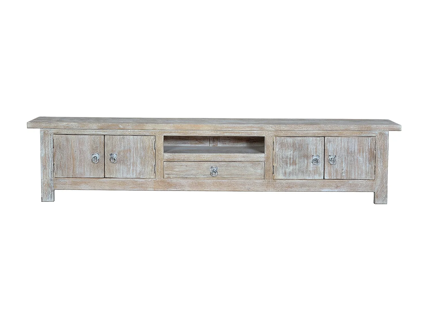 Meuble TV en manguier blanc vieilli