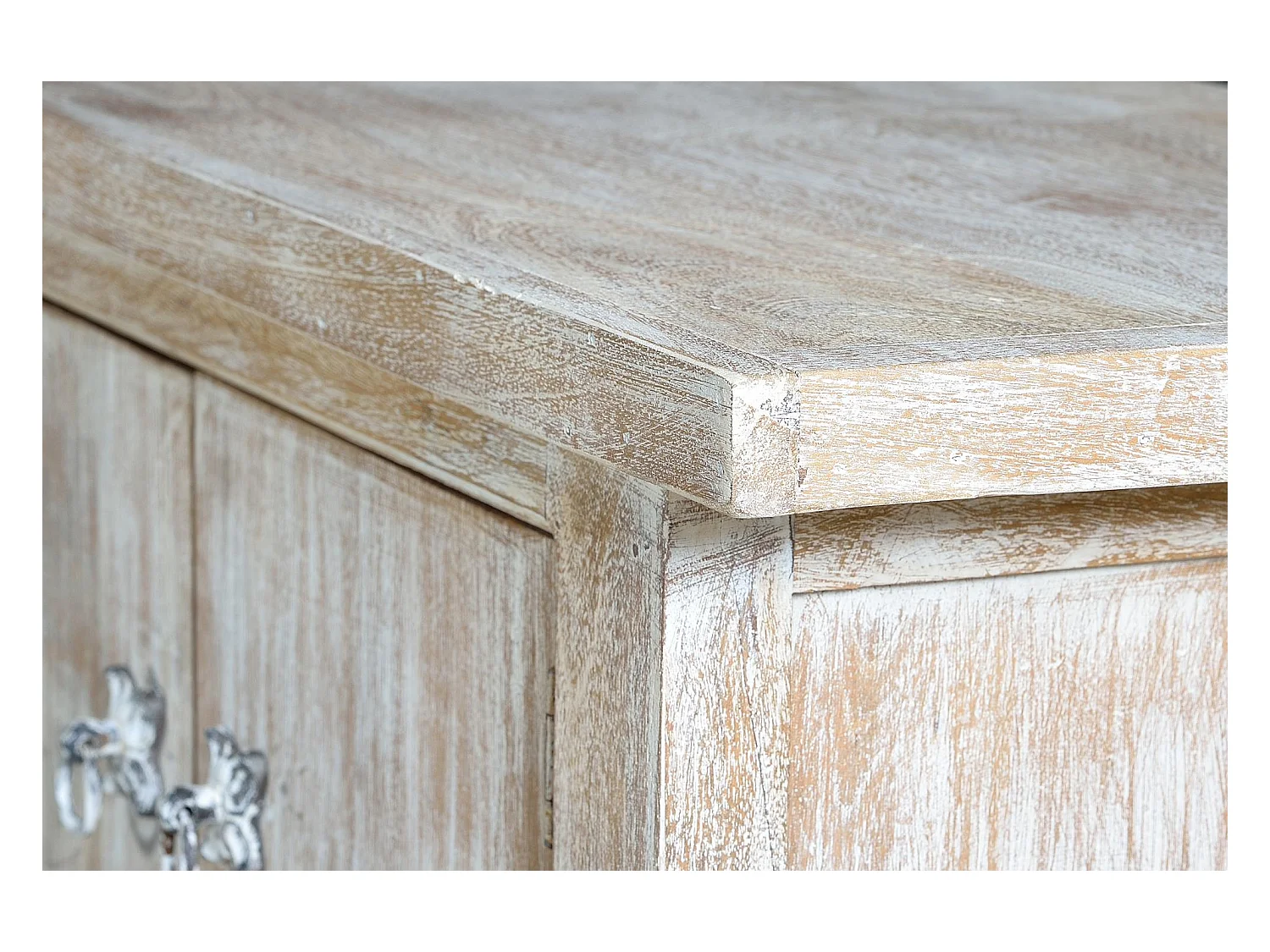 Meuble TV en manguier blanc vieilli