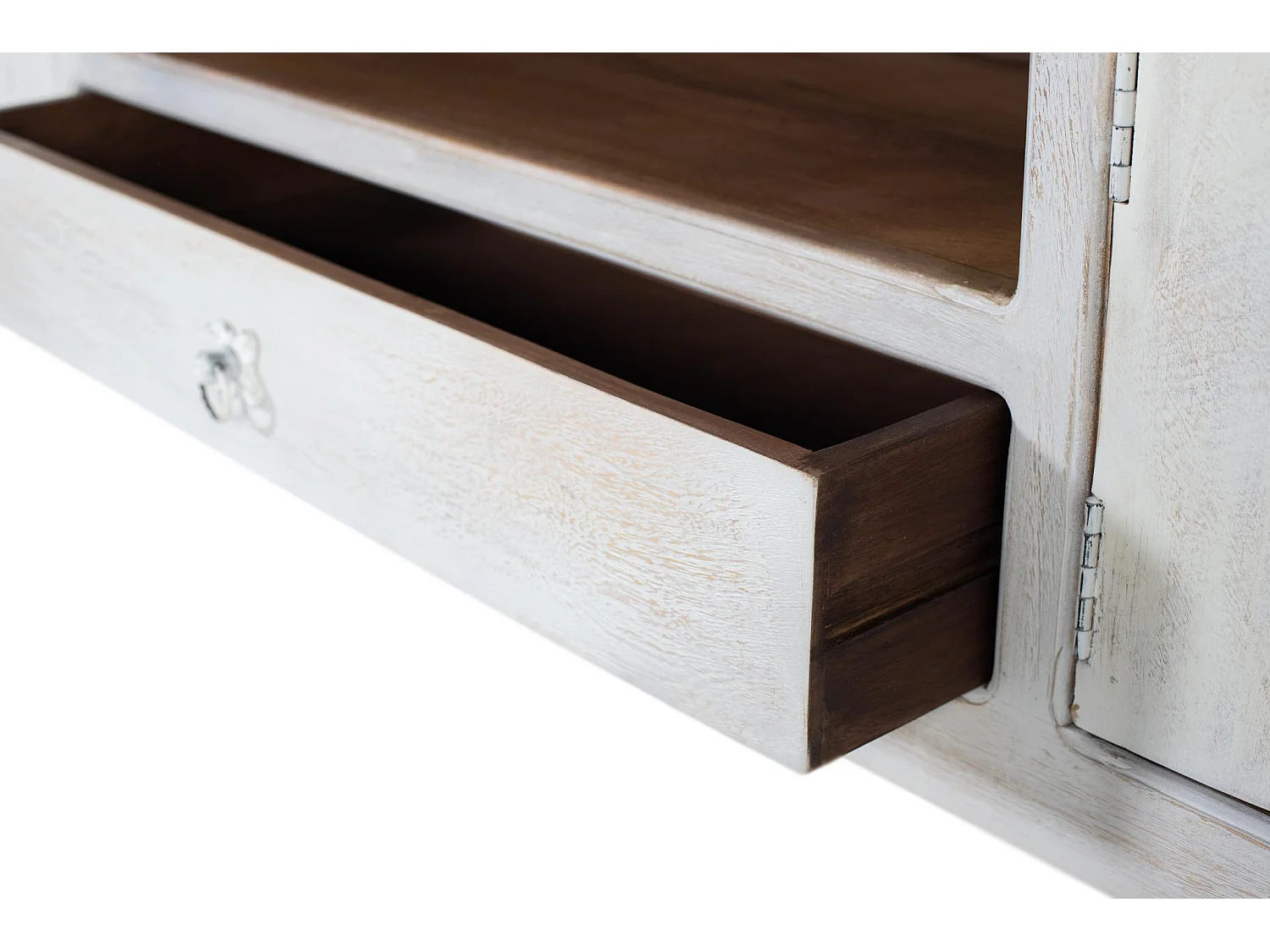 Meuble TV en bois de manguier 230 cm, style méditerranéen moderne - 44 x 230 x 50