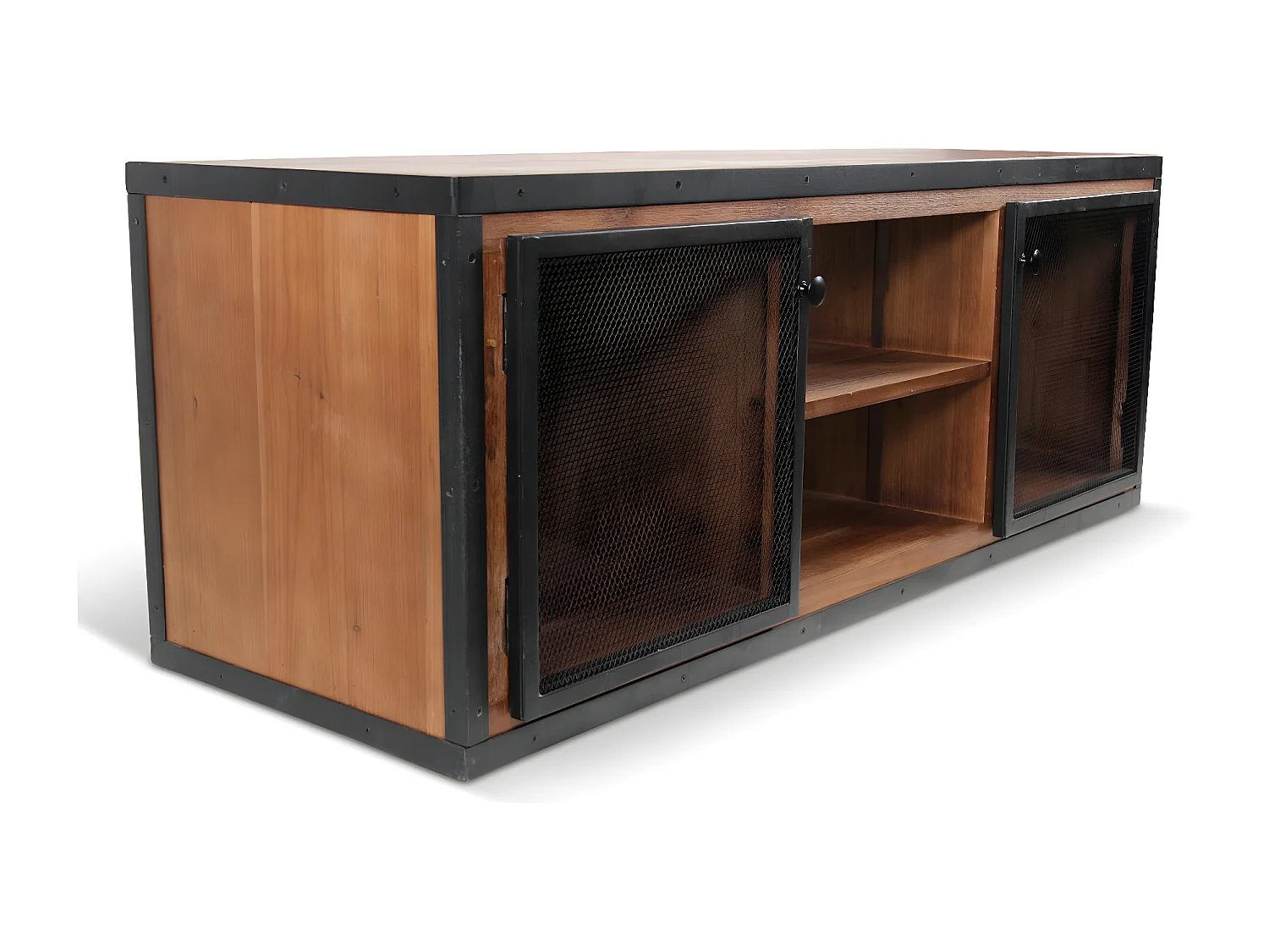 Meuble tv Bois-Métal Marron - Eduline Décoration d'Autrefois